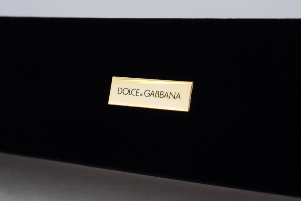 Boîte à bijoux de rangement Dolce & Gabbana en velours noir avec plaque logo
