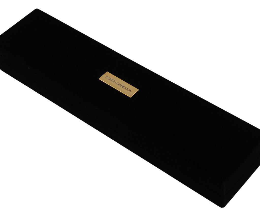 Boîte à bijoux de rangement Dolce & Gabbana en velours noir avec plaque logo
