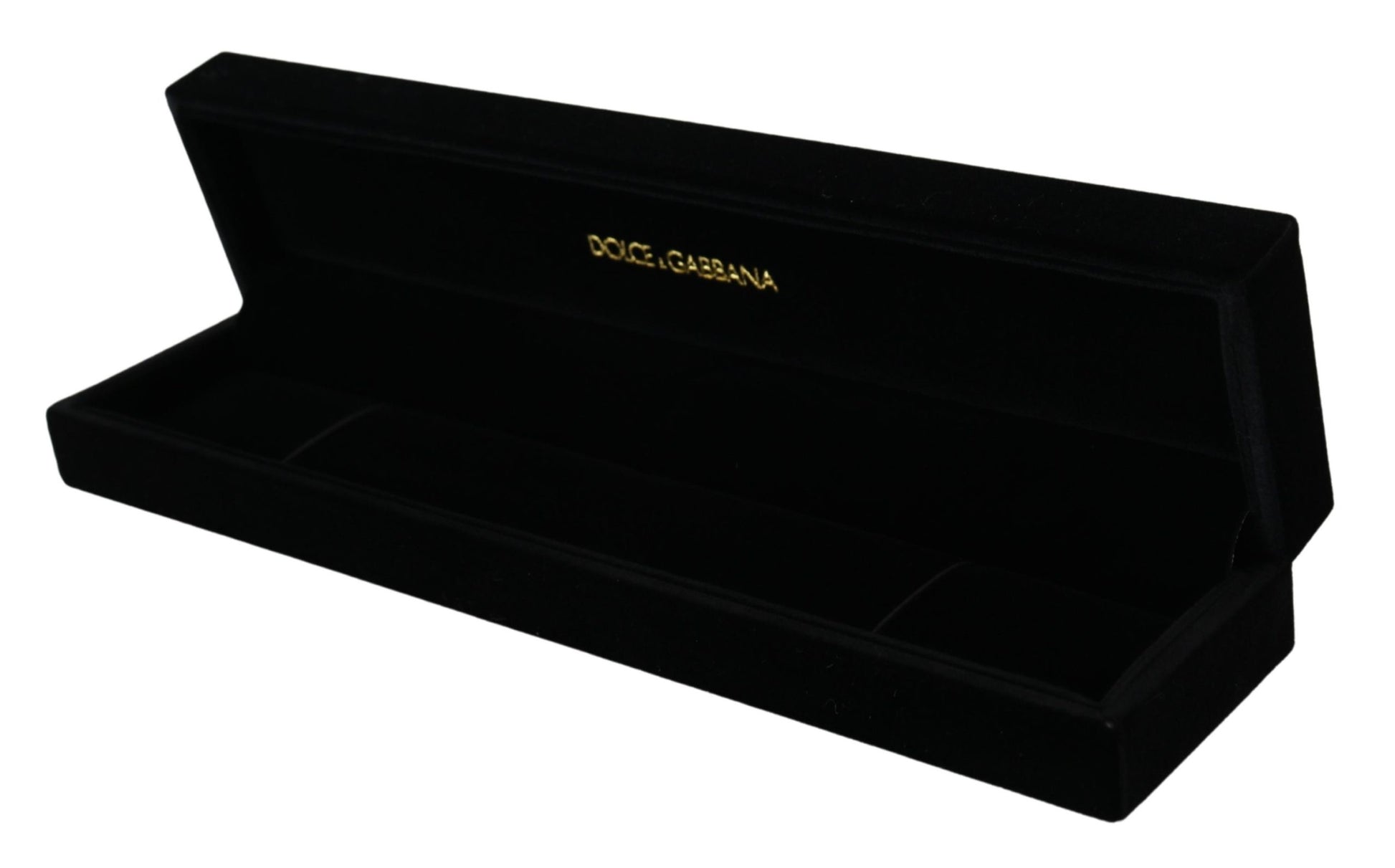 Boîte à bijoux de rangement Dolce & Gabbana en velours noir avec plaque logo