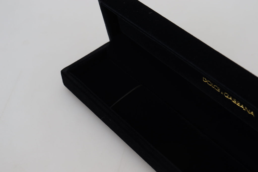 Boîte à bijoux de rangement Dolce & Gabbana en velours noir avec plaque logo