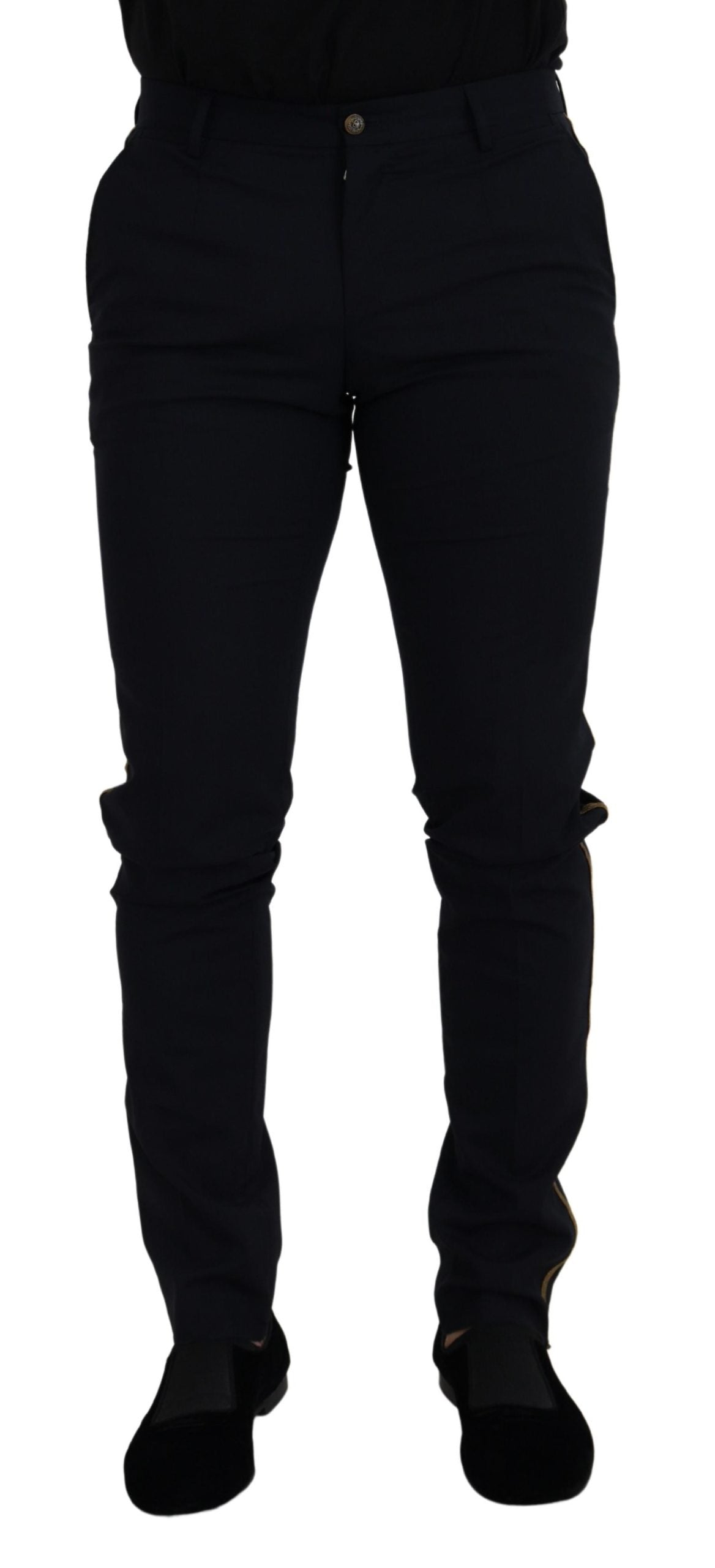 Pantalon de costume noir ajusté en laine Dolce & Gabbana