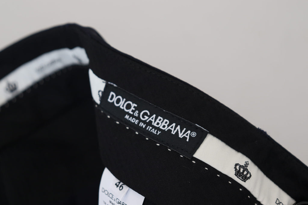 Pantalon de costume noir ajusté en laine Dolce & Gabbana