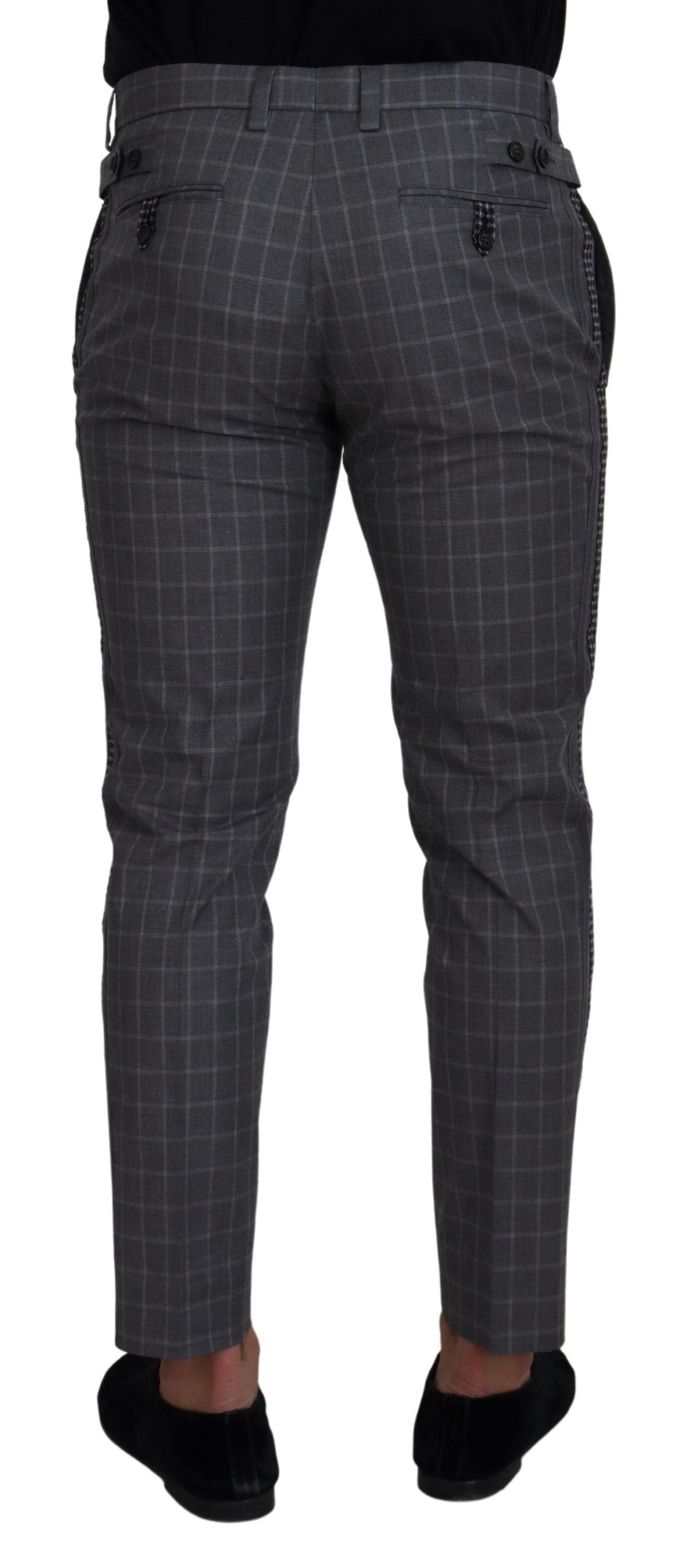 Pantalon chino à carreaux en coton gris Dolce & Gabbana