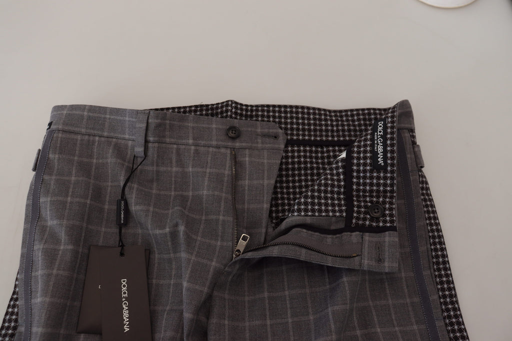 Pantalon chino à carreaux en coton gris Dolce & Gabbana