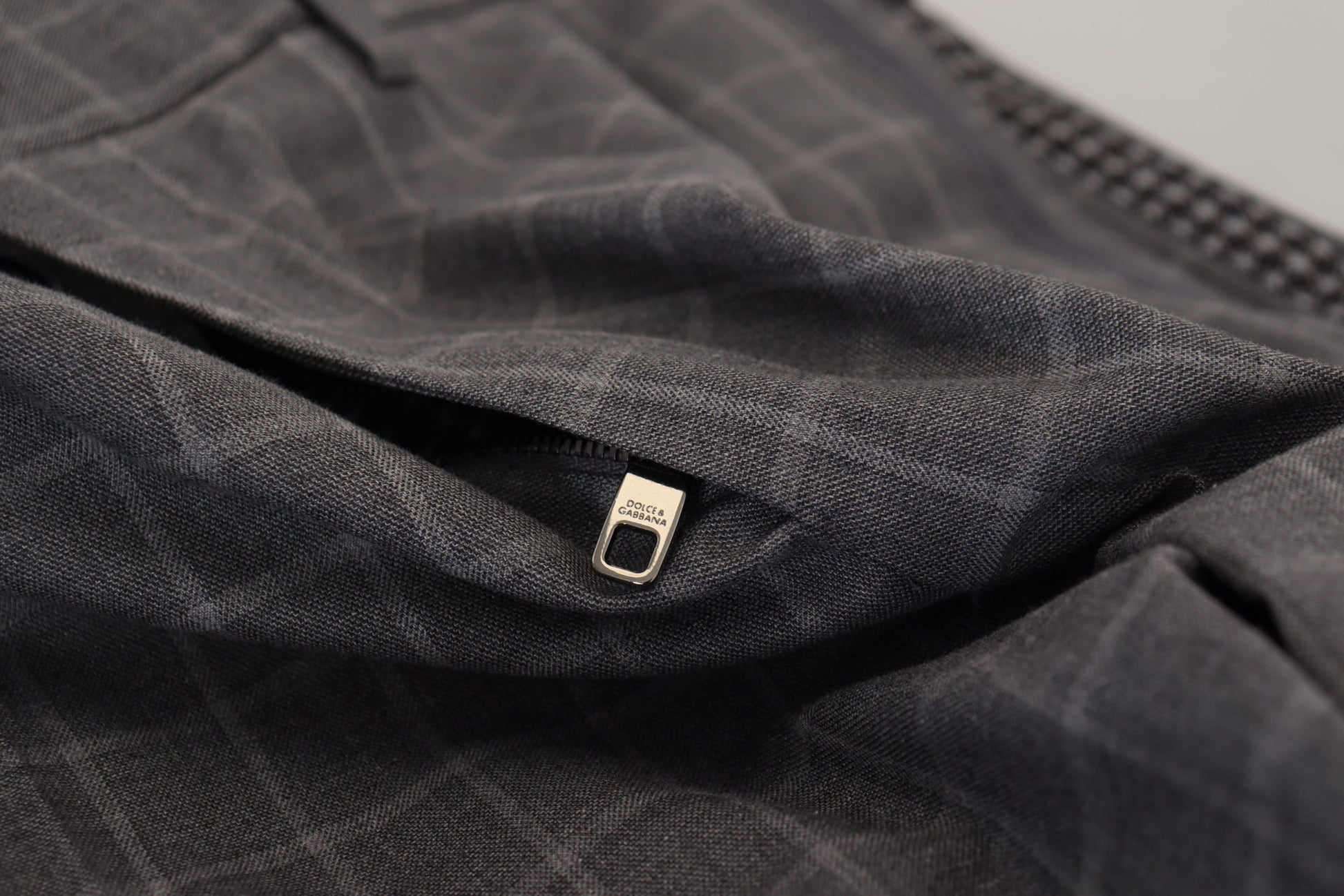 Pantalon chino à carreaux en coton gris Dolce & Gabbana