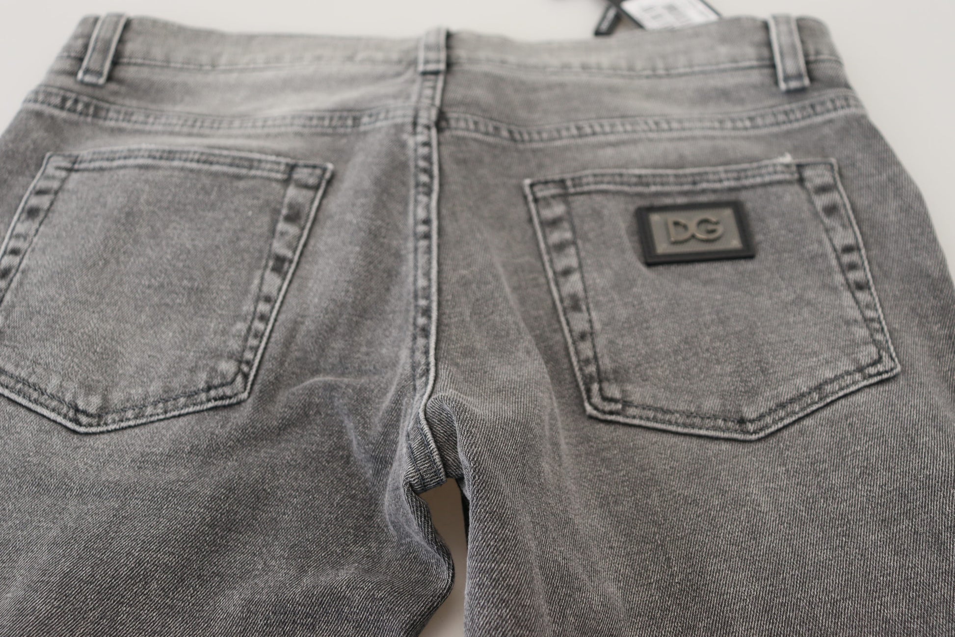 Jean skinny en denim de coton délavé gris Dolce & Gabbana
