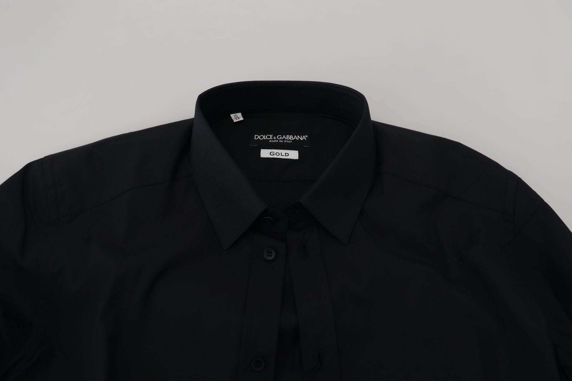Chemise Dolce & Gabbana en coton noir coupe slim pour robe de soirée dorée