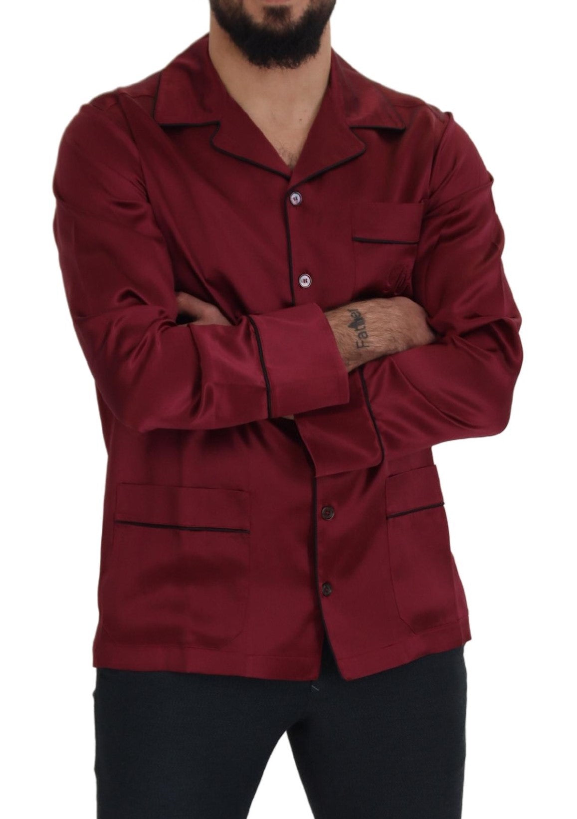 Haut de pyjama de nuit en soie rouge Dolce & Gabbana