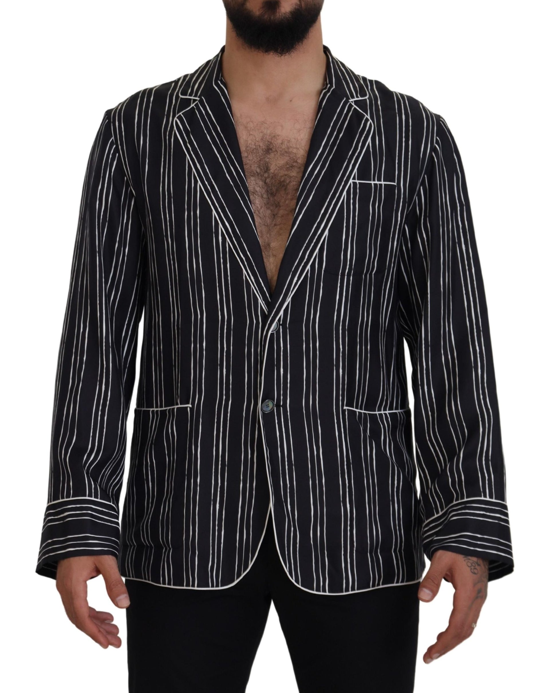 Veste de pyjama Dolce & Gabbana en soie rayée bleue