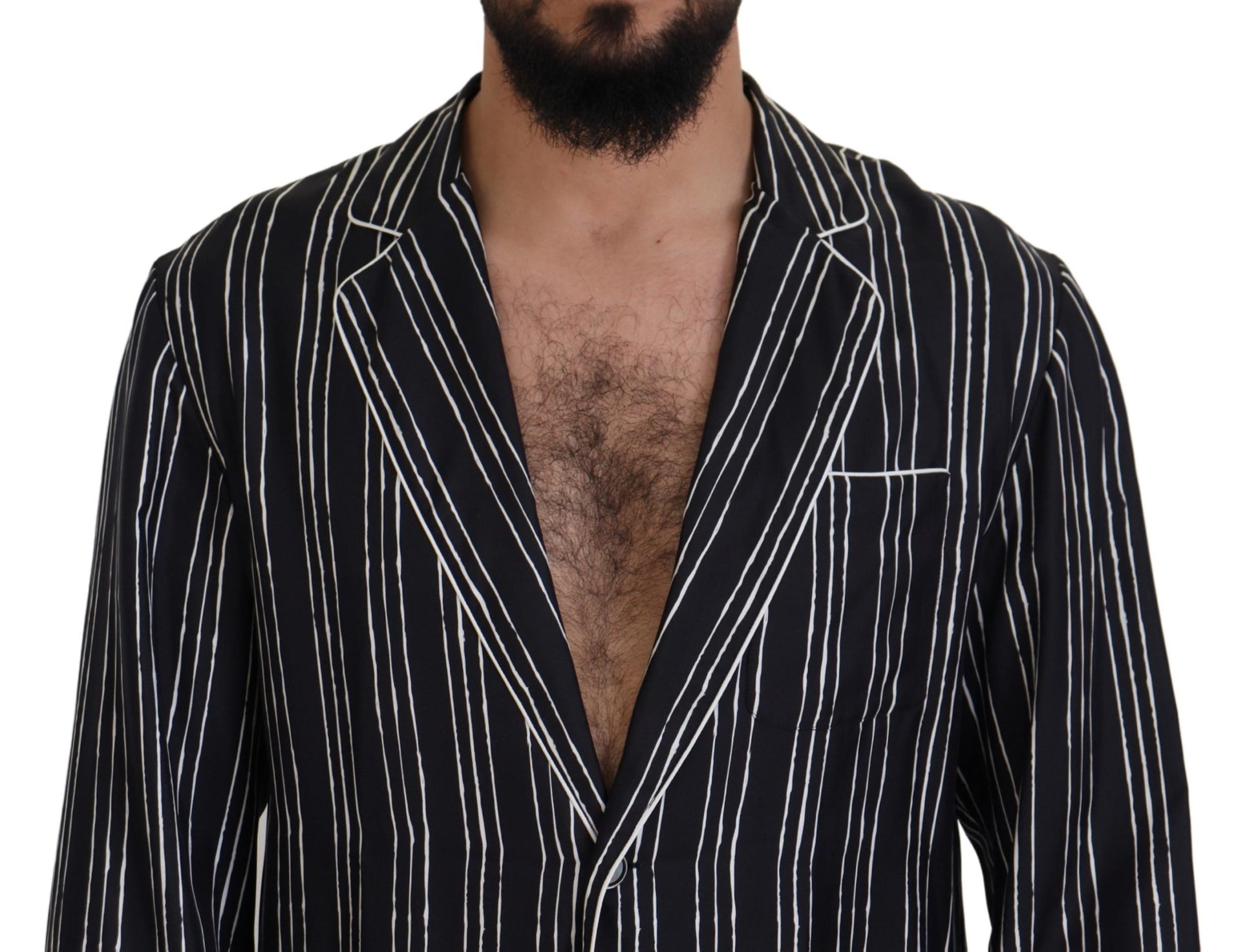 Veste de pyjama Dolce & Gabbana en soie rayée bleue