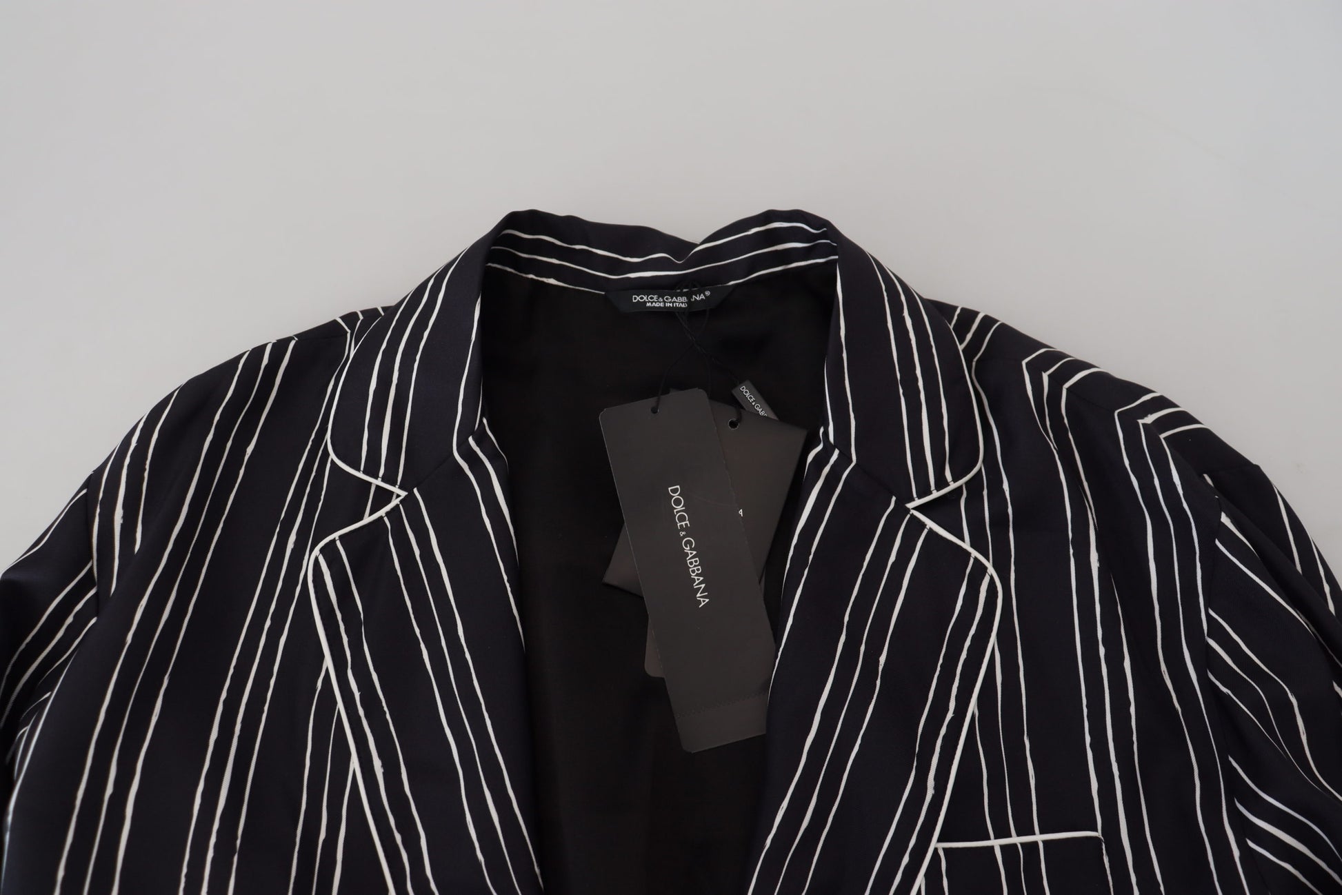 Veste de pyjama Dolce & Gabbana en soie rayée bleue