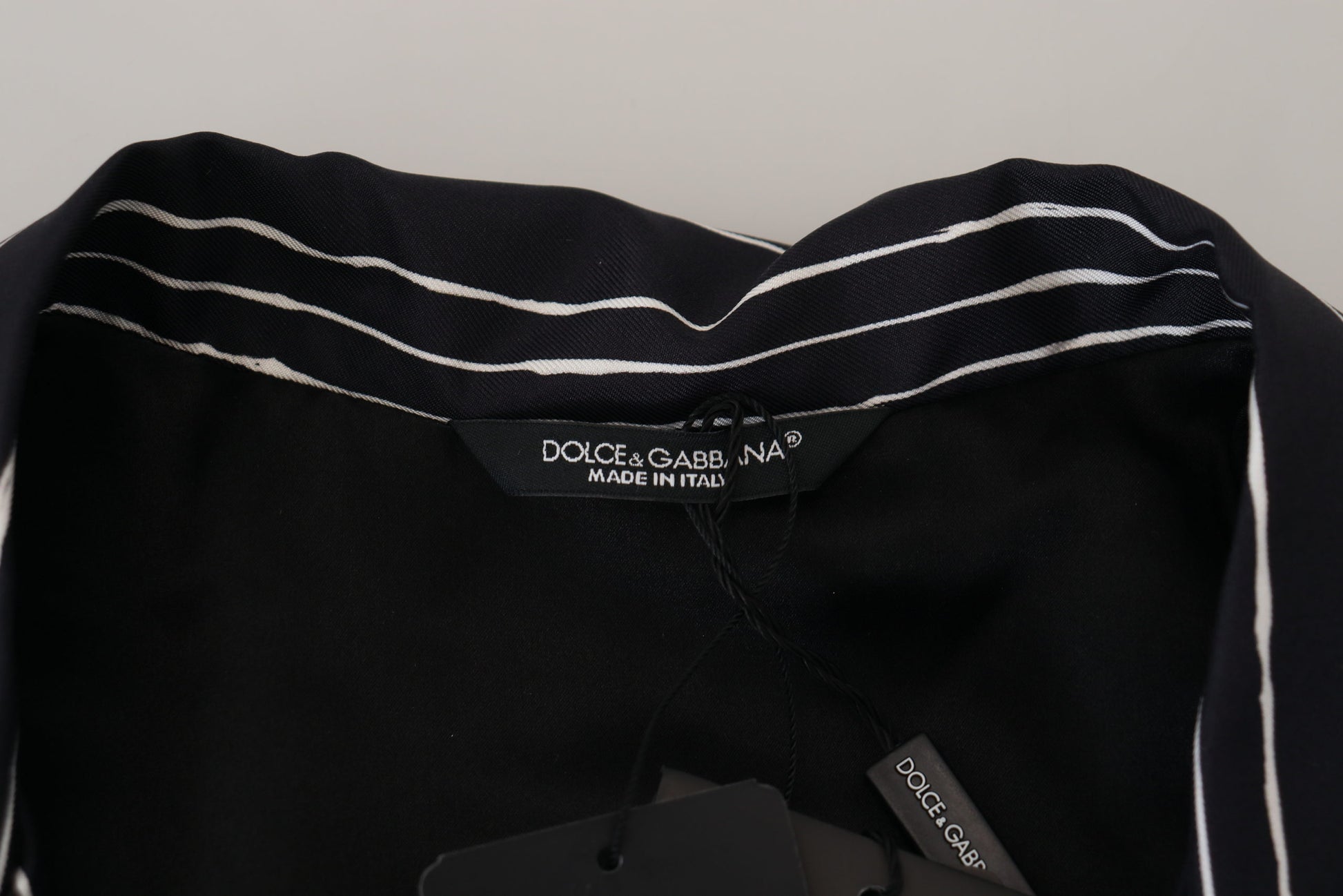 Veste de pyjama Dolce & Gabbana en soie rayée bleue