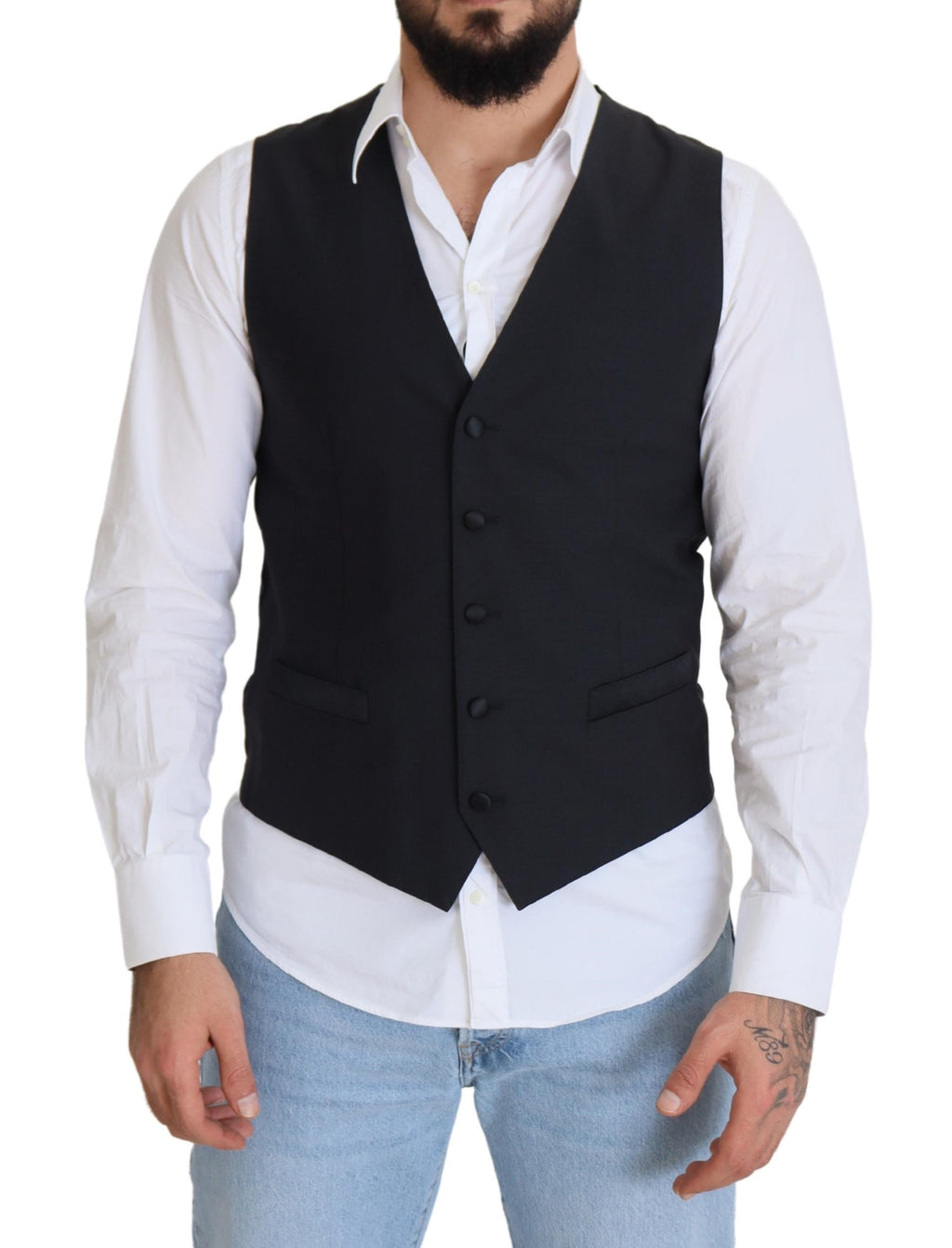 Gilet de Costume Dolce & Gabbana Noir en Laine Stretch