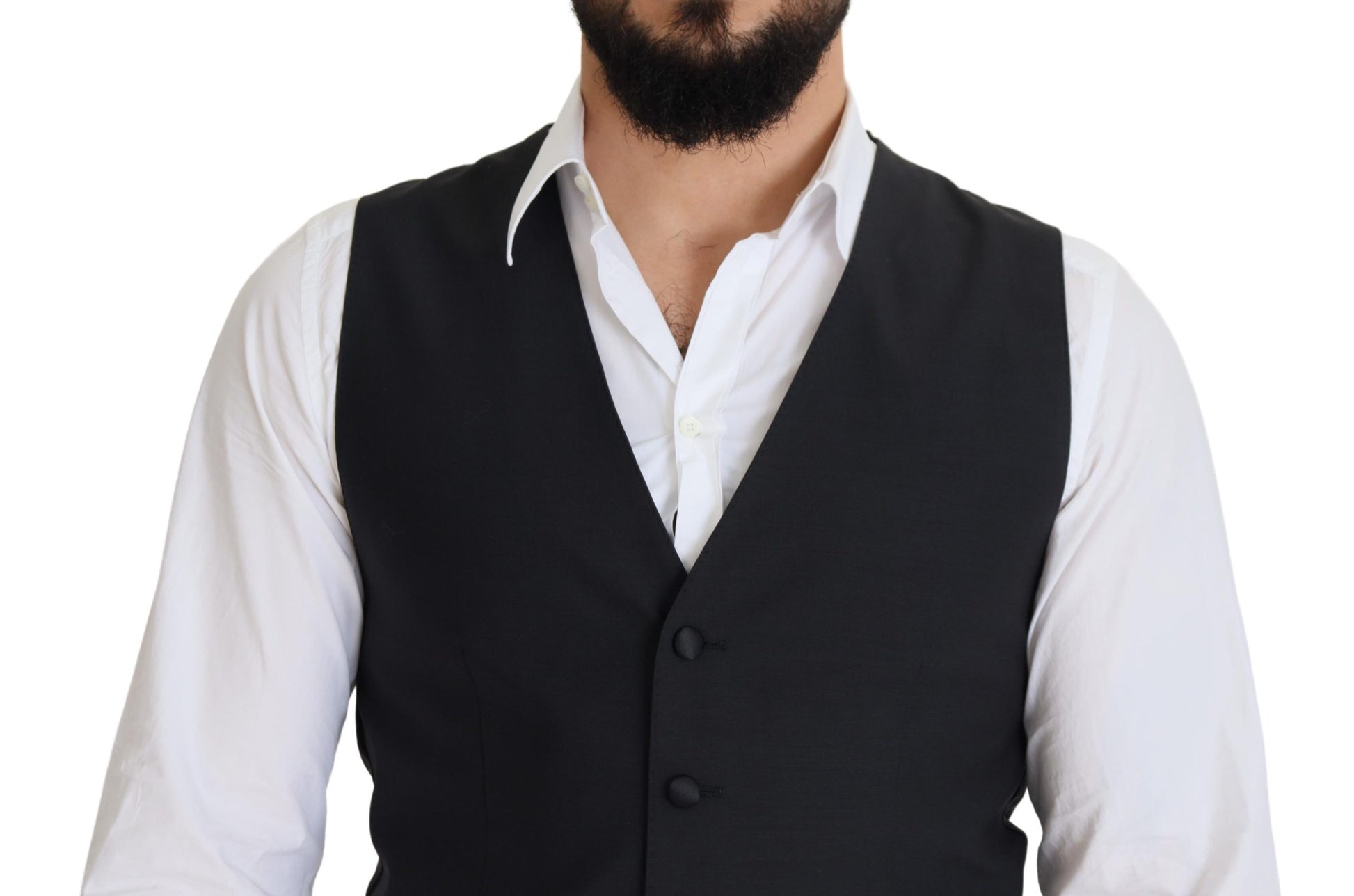 Gilet de Costume Dolce & Gabbana Noir en Laine Stretch