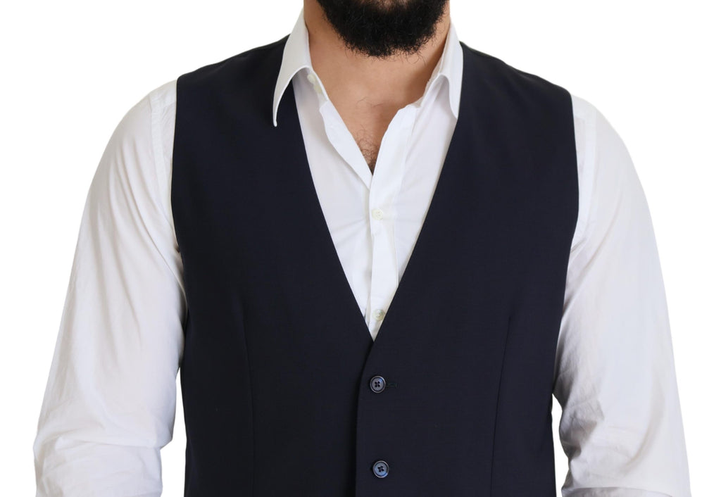 Gilet en Laine Stretch Bleu Foncé Dolce & Gabbana