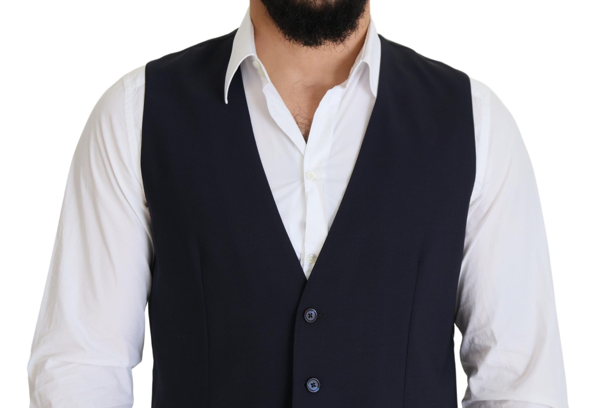 Gilet en Laine Stretch Bleu Foncé Dolce & Gabbana