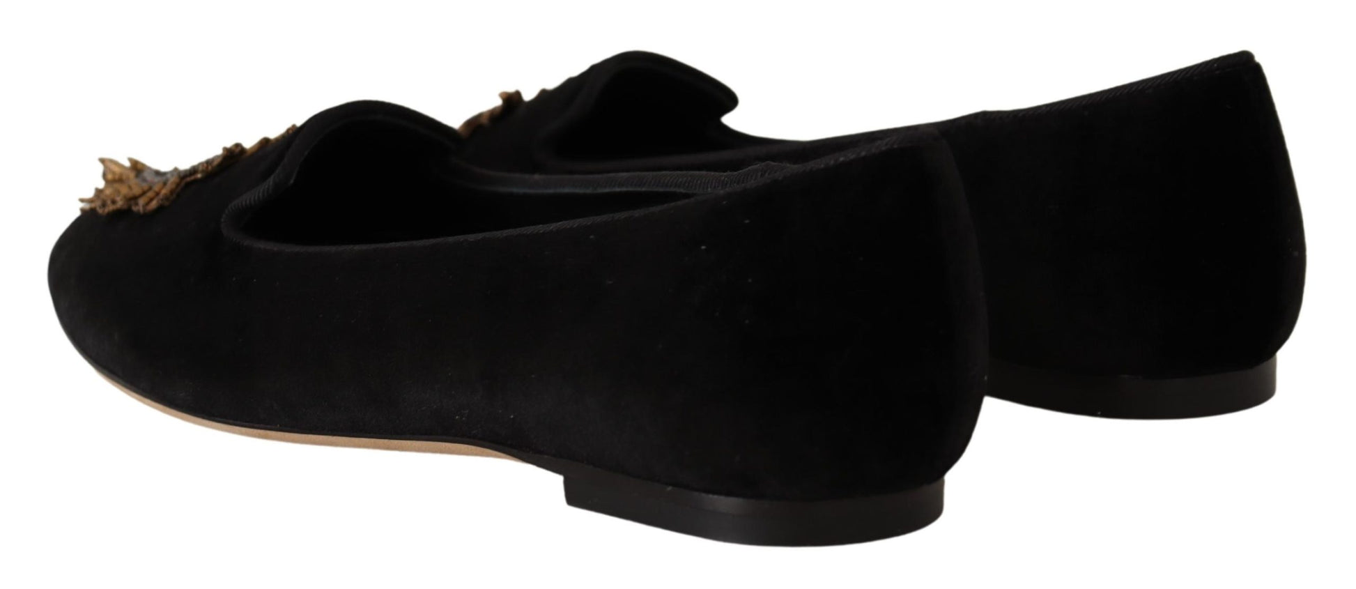 Chaussures plates à enfiler Dolce & Gabbana noires avec patch DG Cœur Sacré