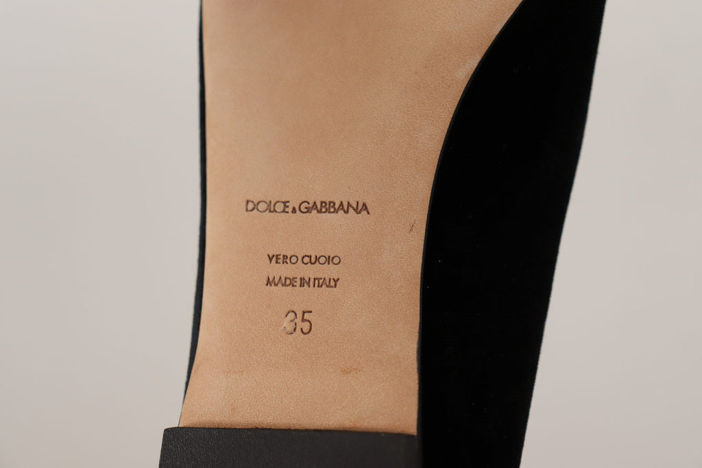 Chaussures plates à enfiler Dolce & Gabbana noires avec patch DG Cœur Sacré