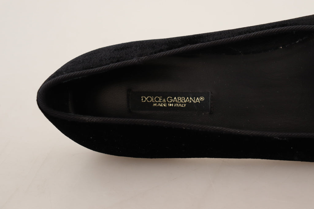 Chaussures plates à enfiler Dolce & Gabbana noires avec patch DG Cœur Sacré