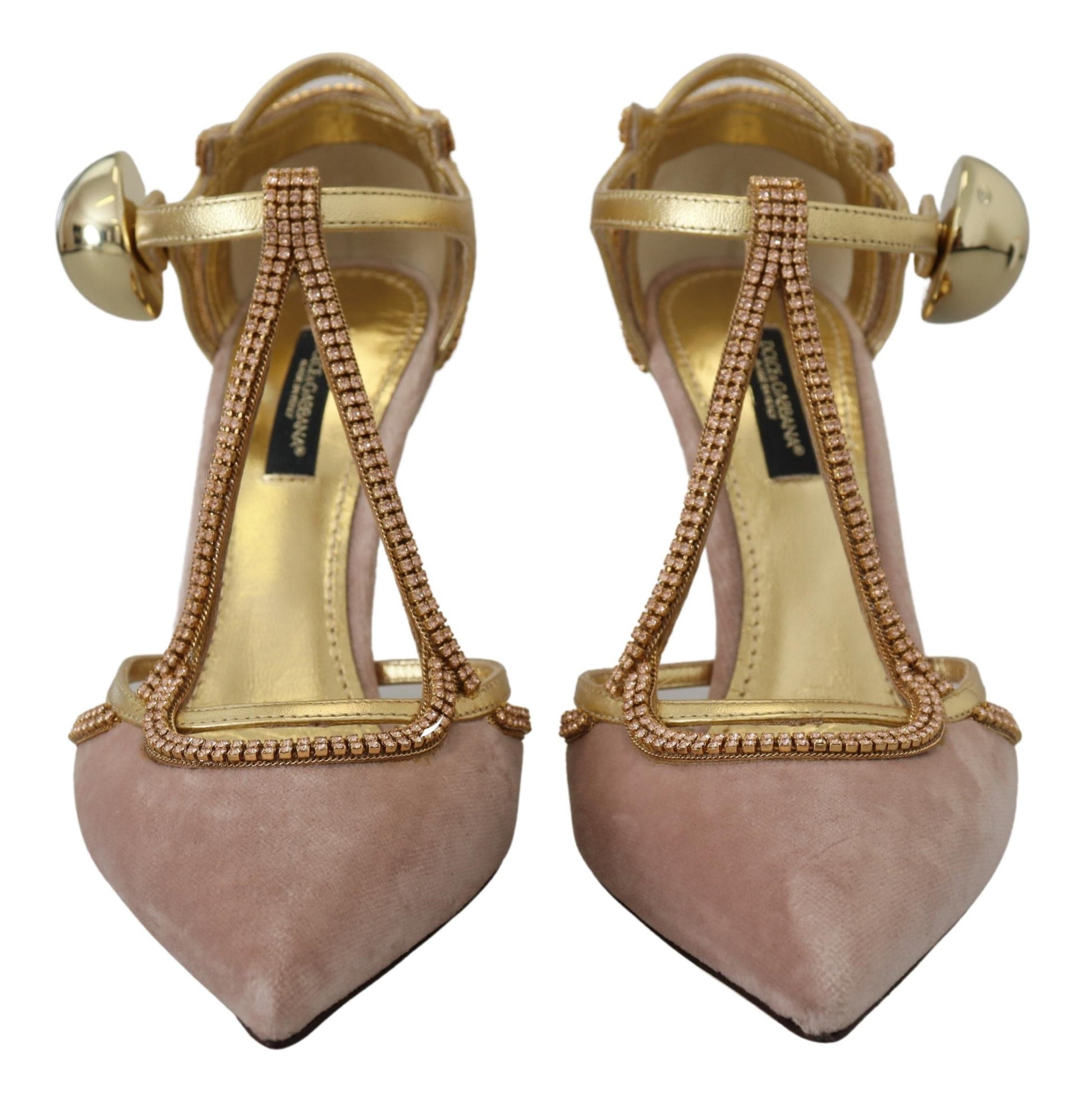 Chaussures à talons Dolce & Gabbana avec brides en T et cristaux roses