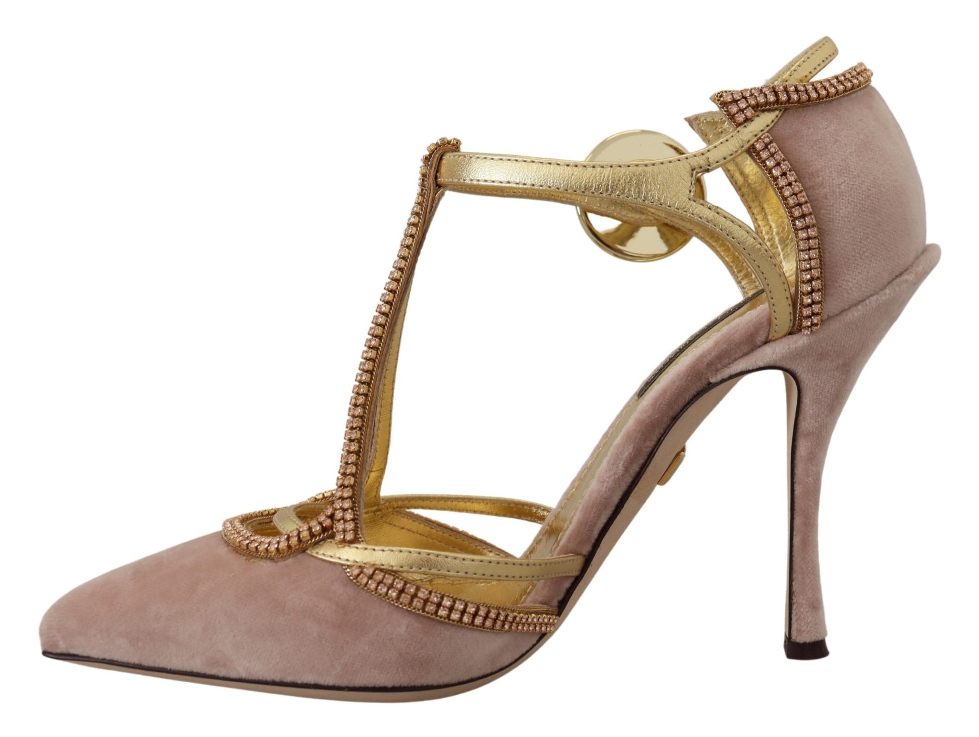 Chaussures à talons Dolce & Gabbana avec brides en T et cristaux roses