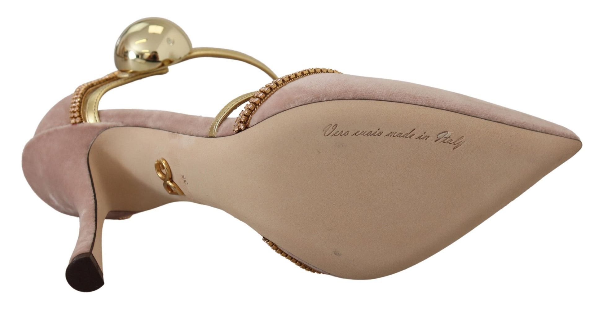 Chaussures à talons Dolce & Gabbana avec brides en T et cristaux roses