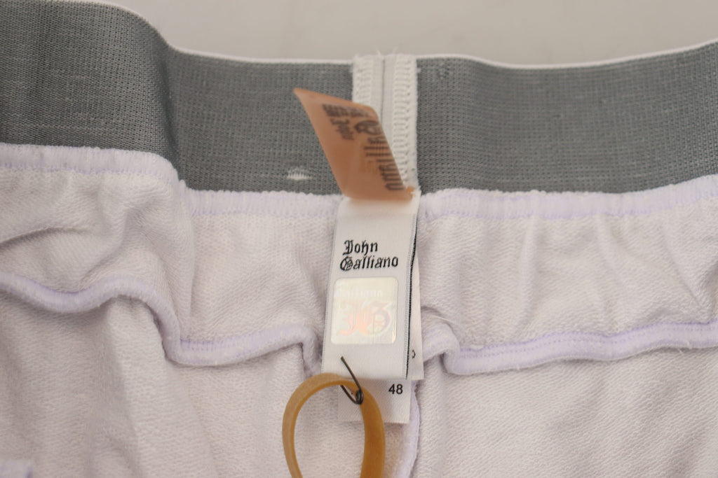 Pantalon de jogging homme en coton blanc à logo John Galliano
