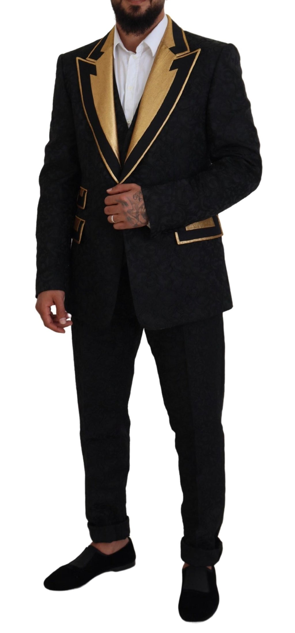 Costume Slim Fit Smoking Dolce & Gabbana Noir Or Fantaisie