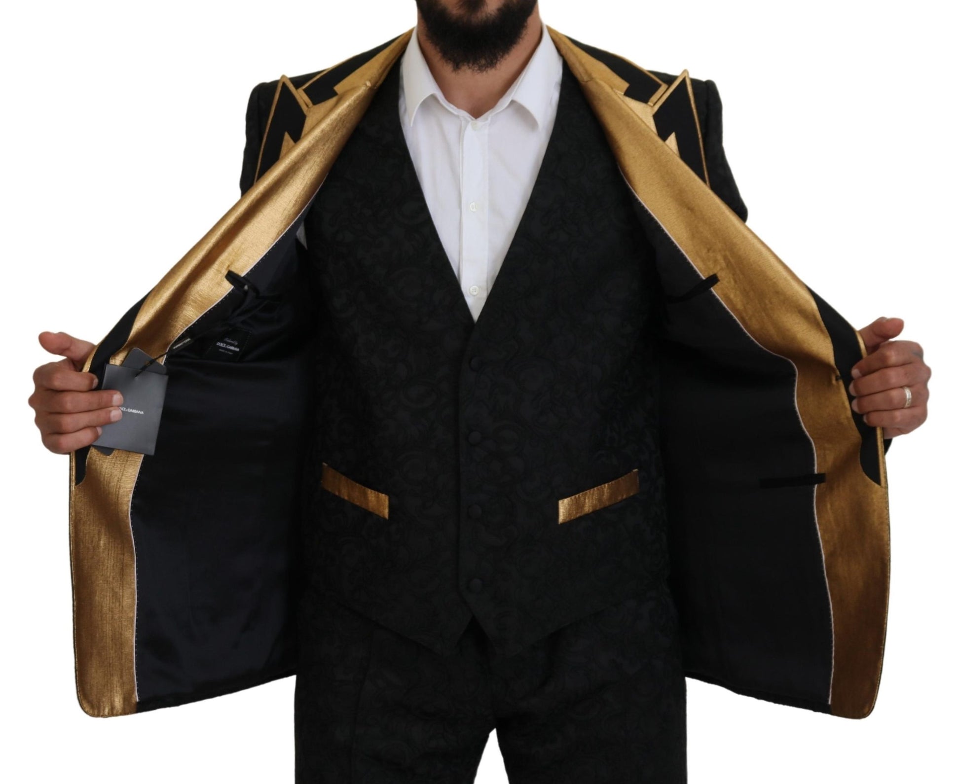 Costume Slim Fit Smoking Dolce & Gabbana Noir Or Fantaisie