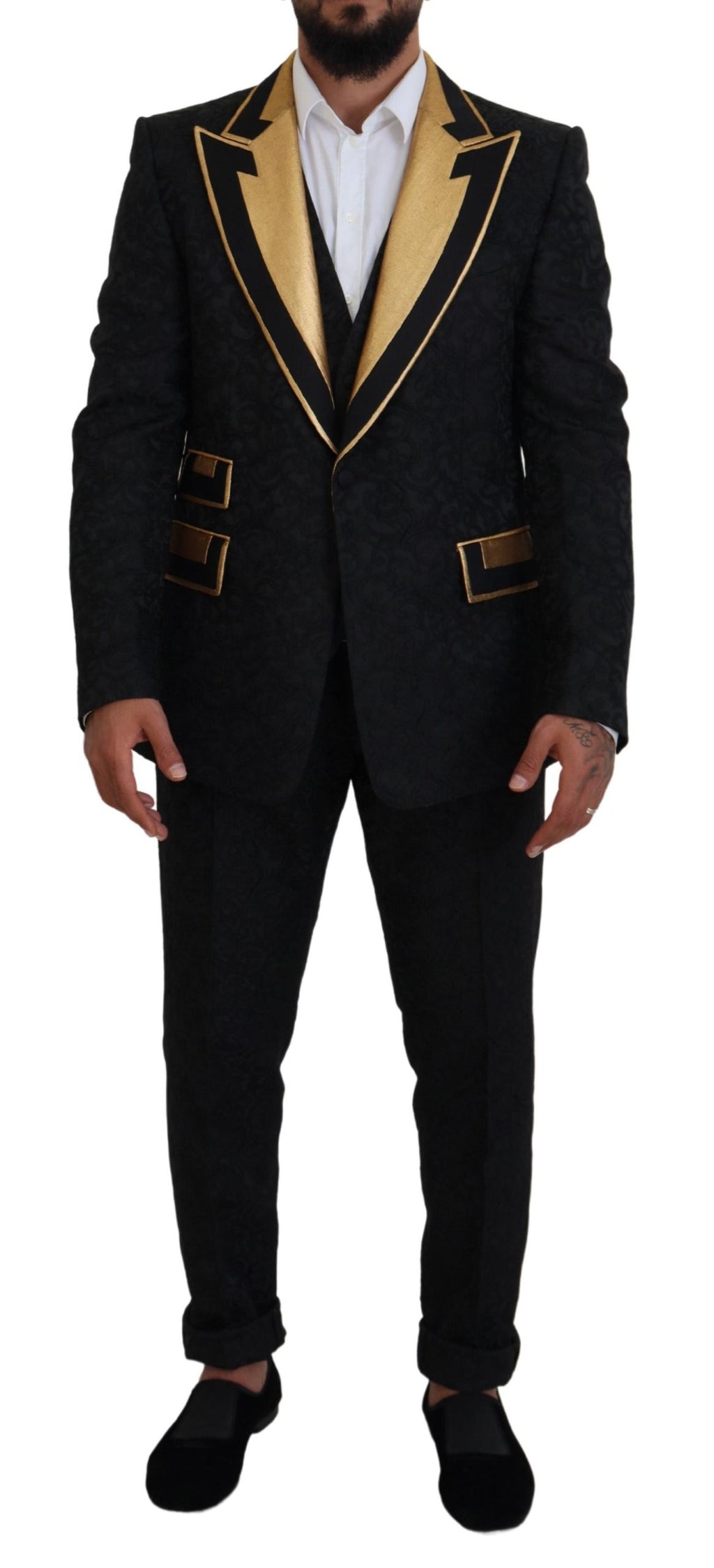 Costume Slim Fit Smoking Dolce & Gabbana Noir Or Fantaisie