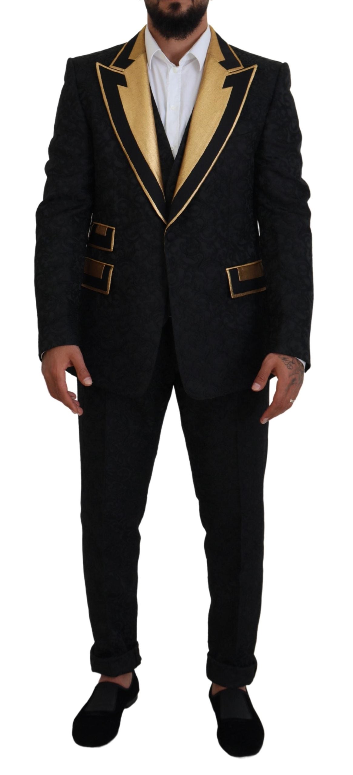 Costume Slim Fit Smoking Dolce & Gabbana Noir Or Fantaisie