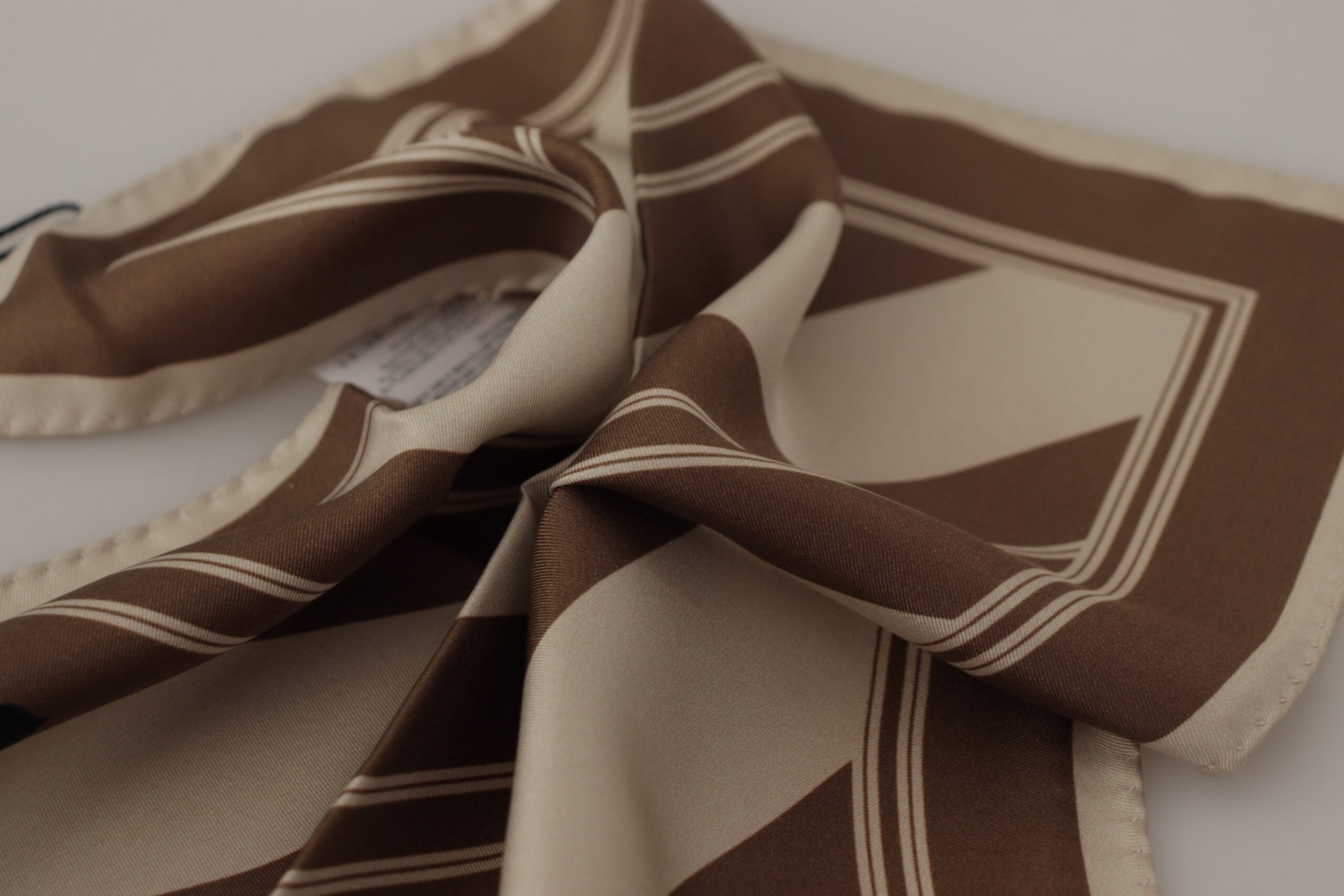 Foulard Mouchoir Carré Homme Dolce & Gabbana Rayures Brunes Logo DG