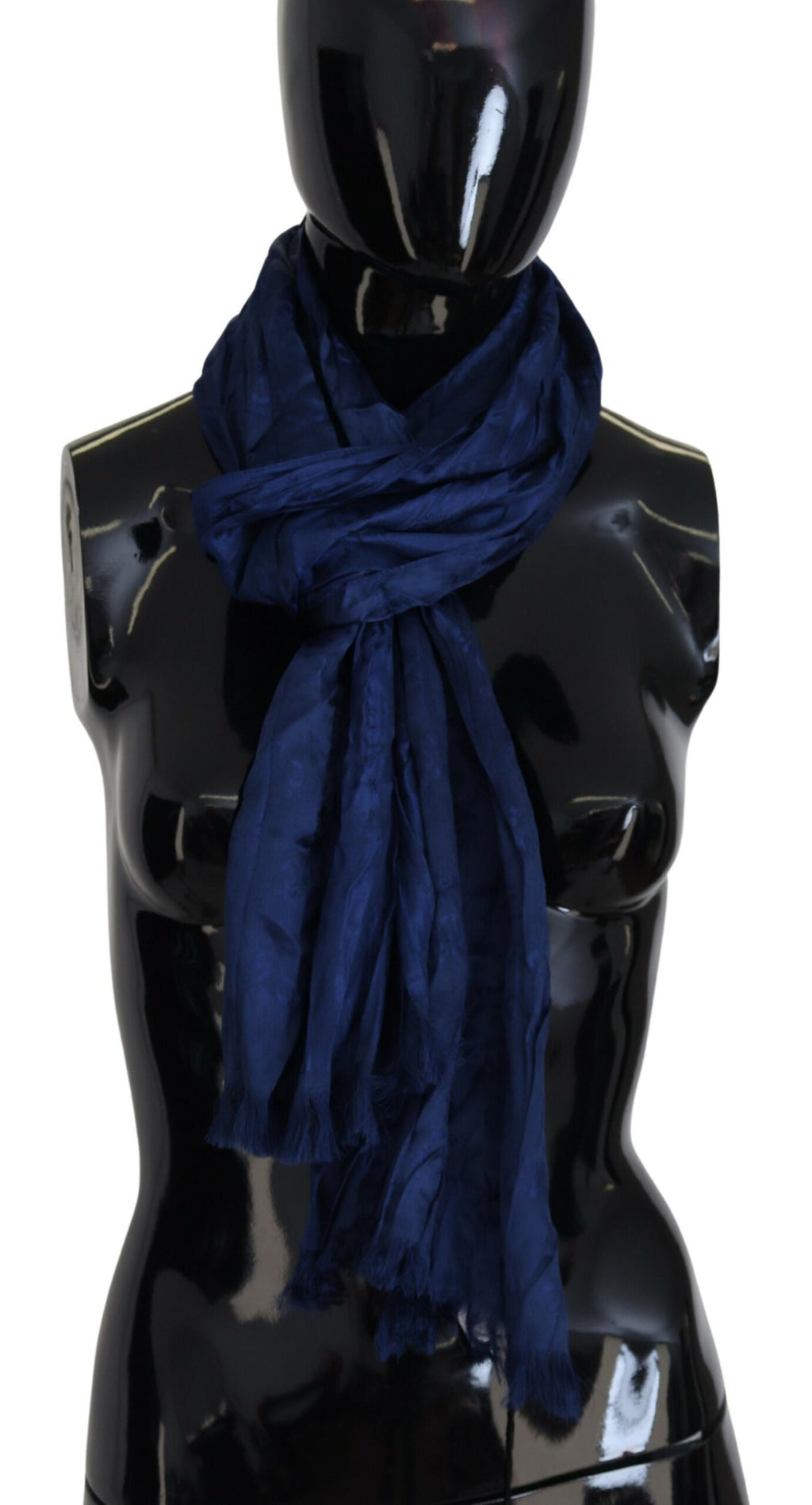 Foulard en Soie Bleu à Franges Costume National