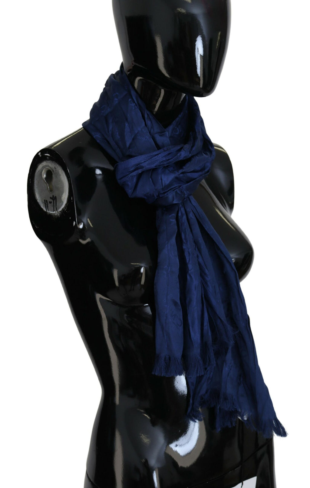 Foulard en Soie Bleu à Franges Costume National