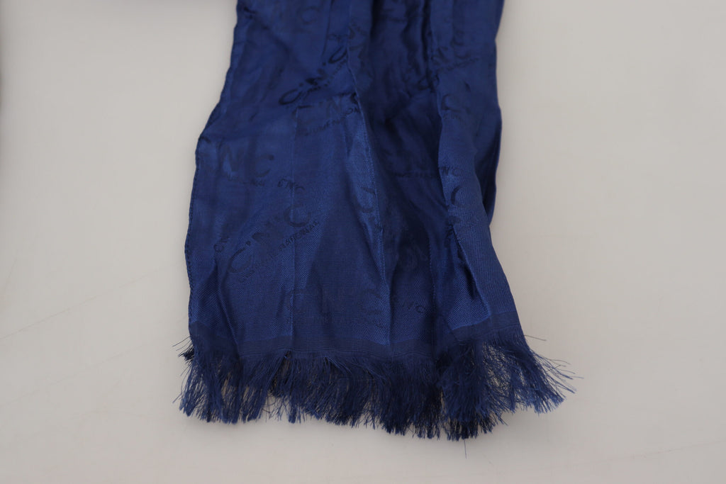 Foulard en Soie Bleu à Franges Costume National