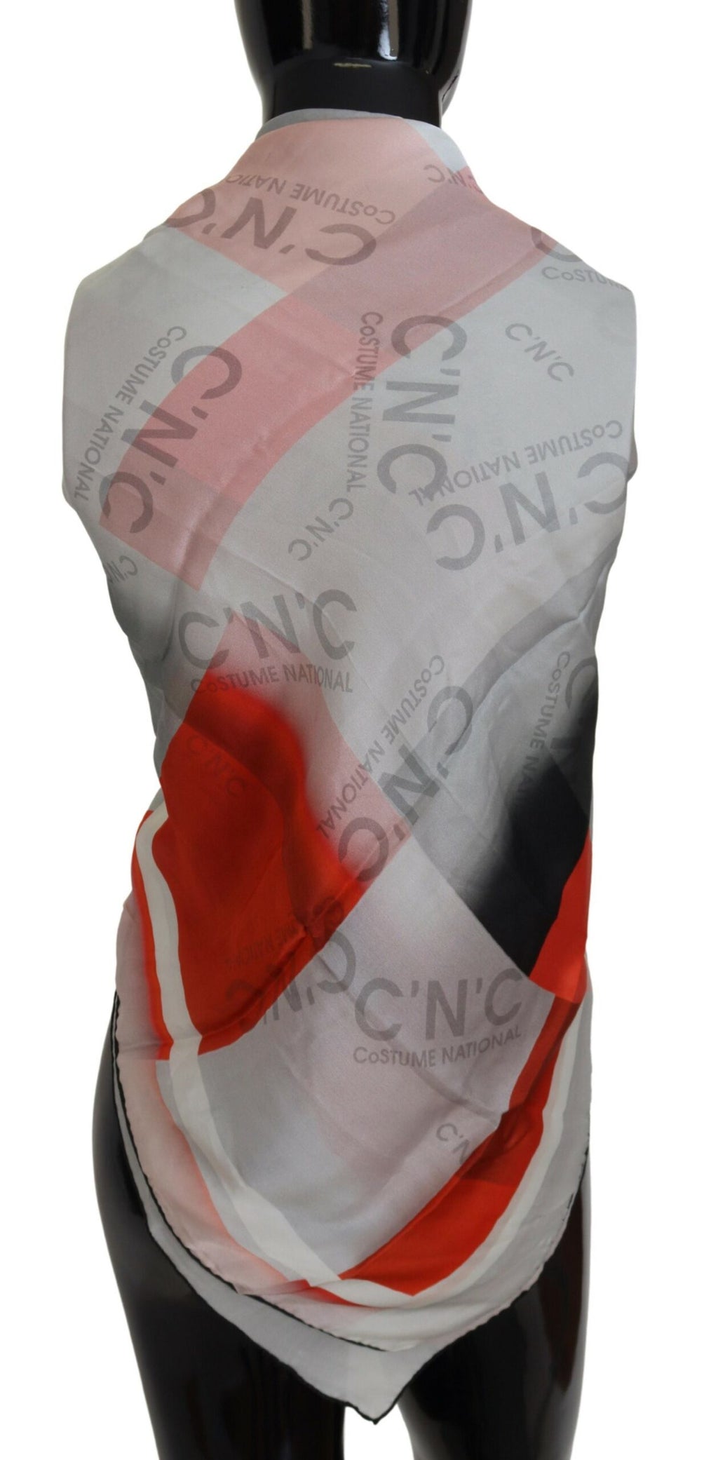 Costume National Écharpe châle gris rouge foulard étui