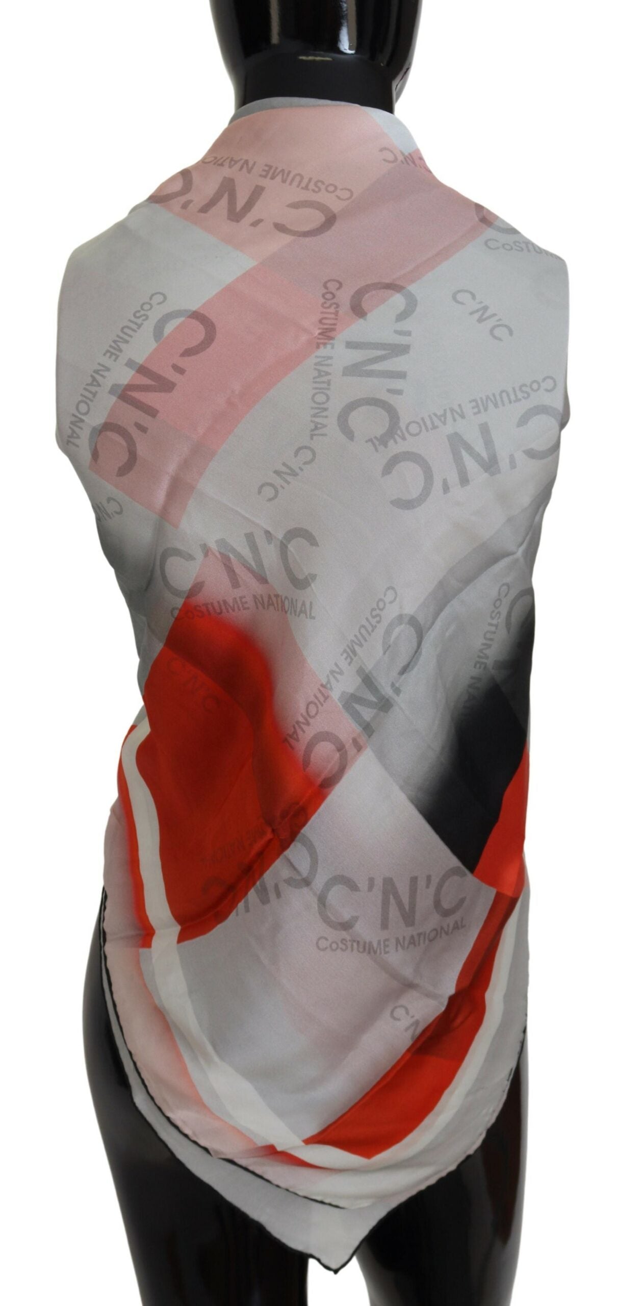 Costume National Écharpe châle gris rouge foulard étui
