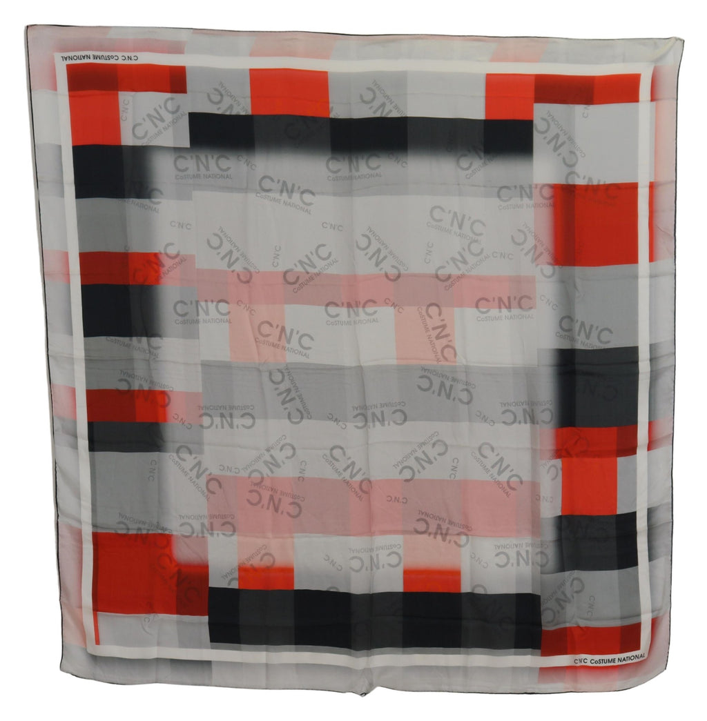 Costume National Écharpe châle gris rouge foulard étui