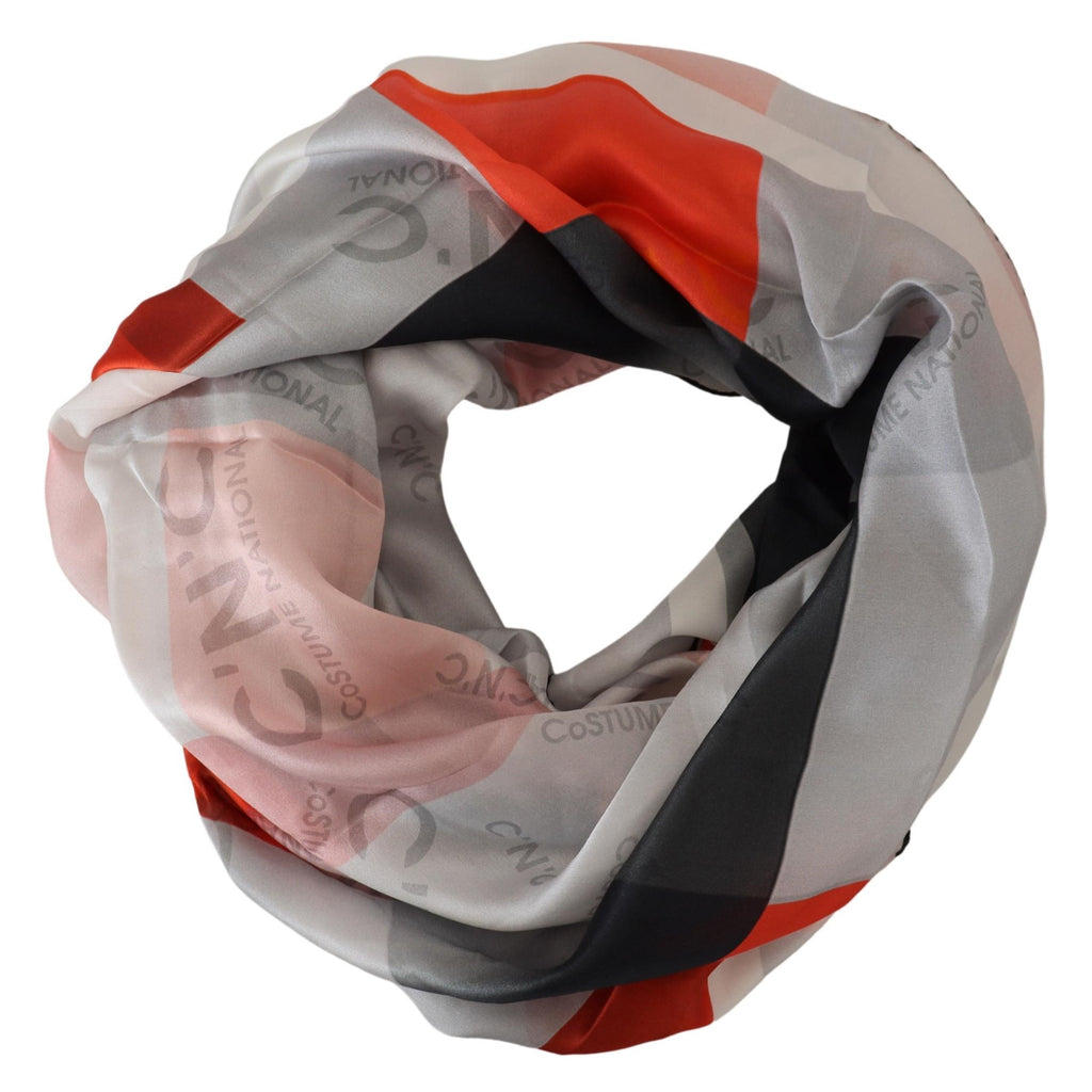 Costume National Écharpe châle gris rouge foulard étui