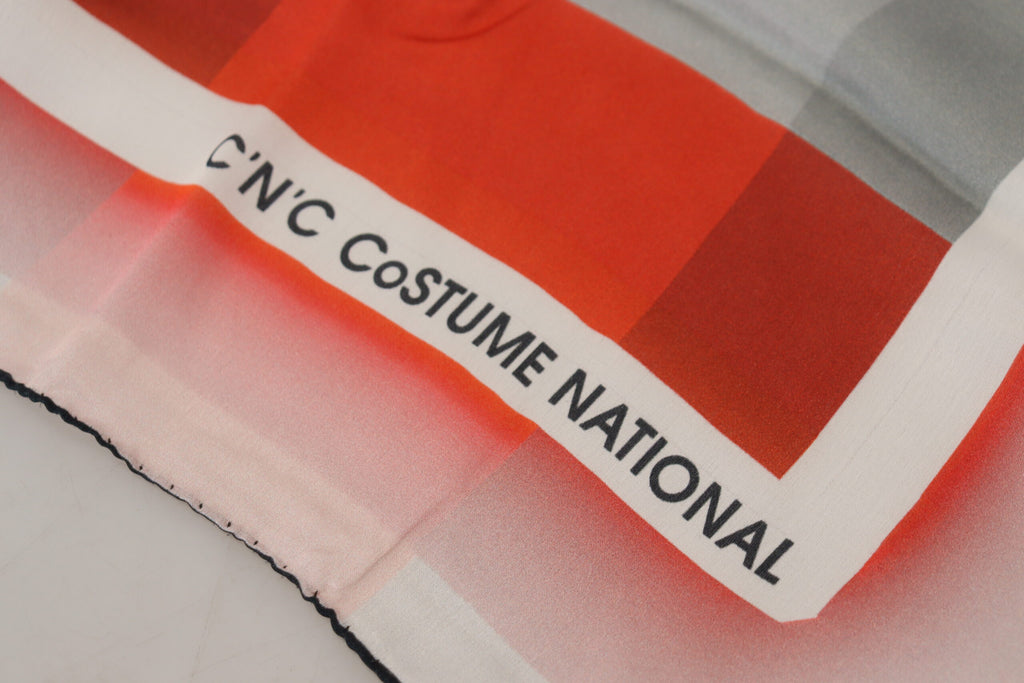 Costume National Écharpe châle gris rouge foulard étui
