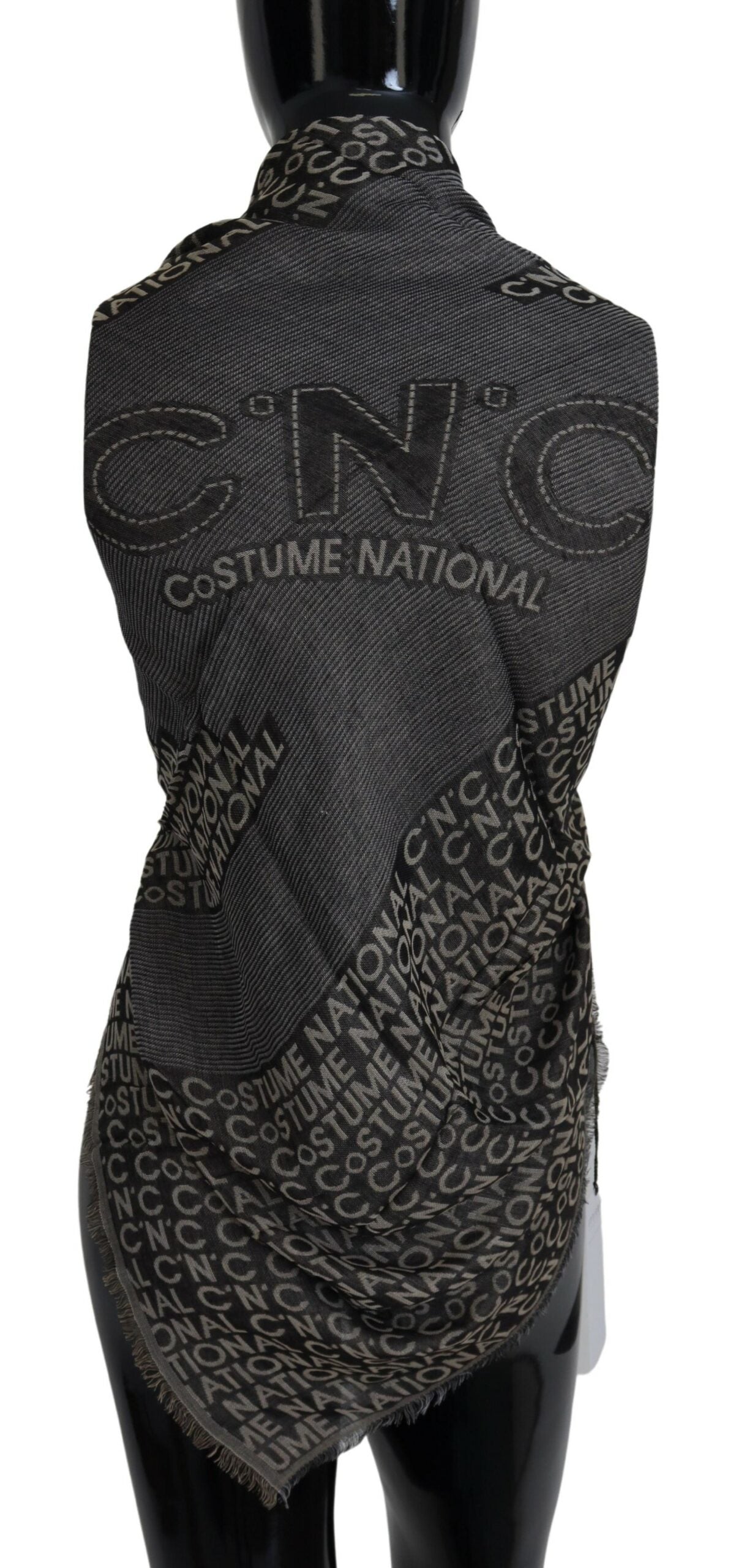 Écharpe Châle Cache-cou en maille grise avec logo Costume National