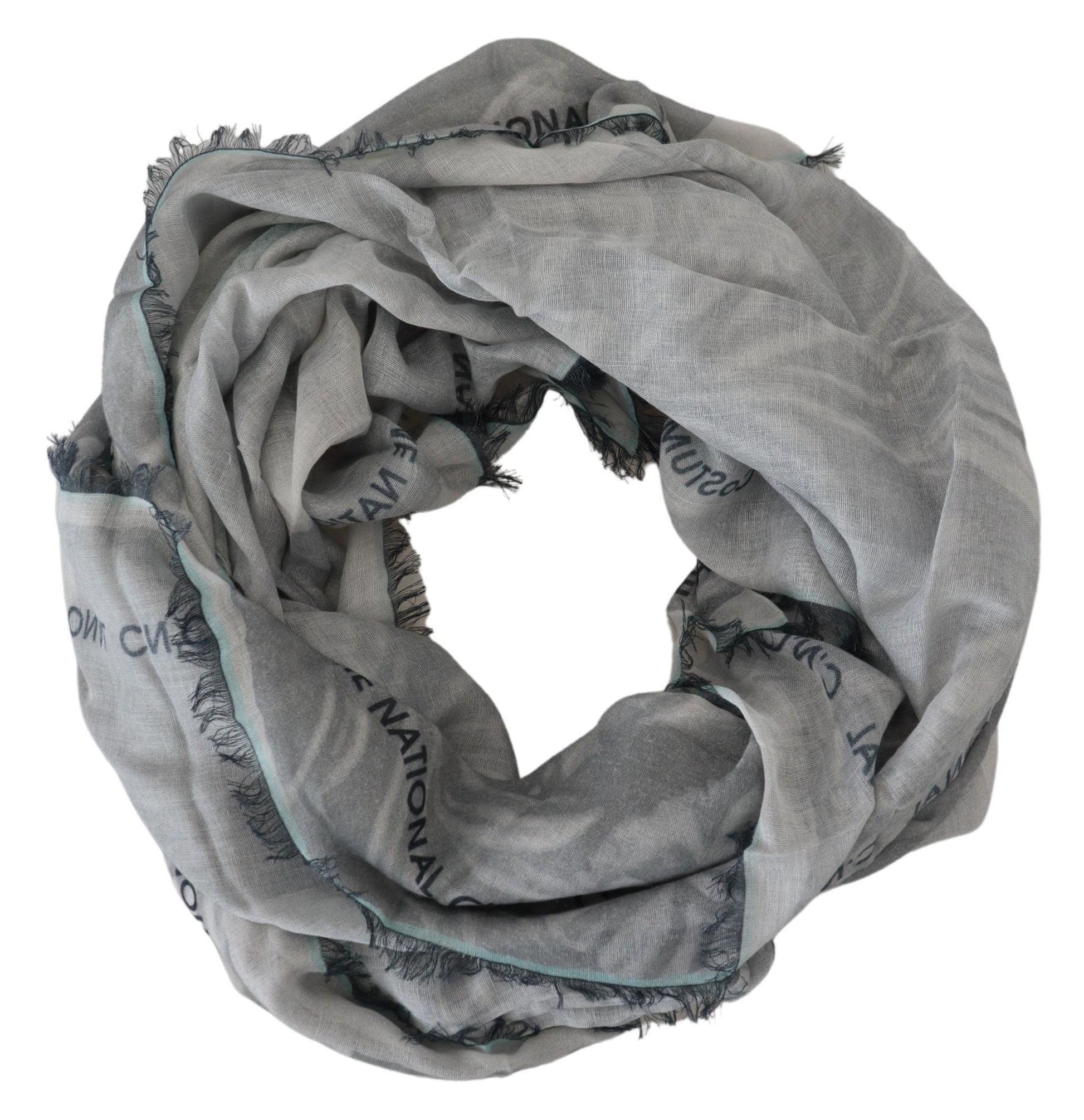 Écharpe Foulard à Imprimé Gris et Franges Costume National