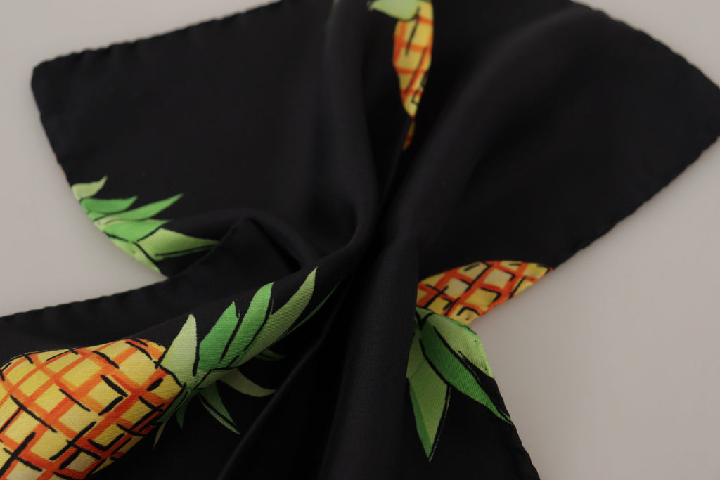 Foulard carré Dolce & Gabbana noir à imprimé ananas