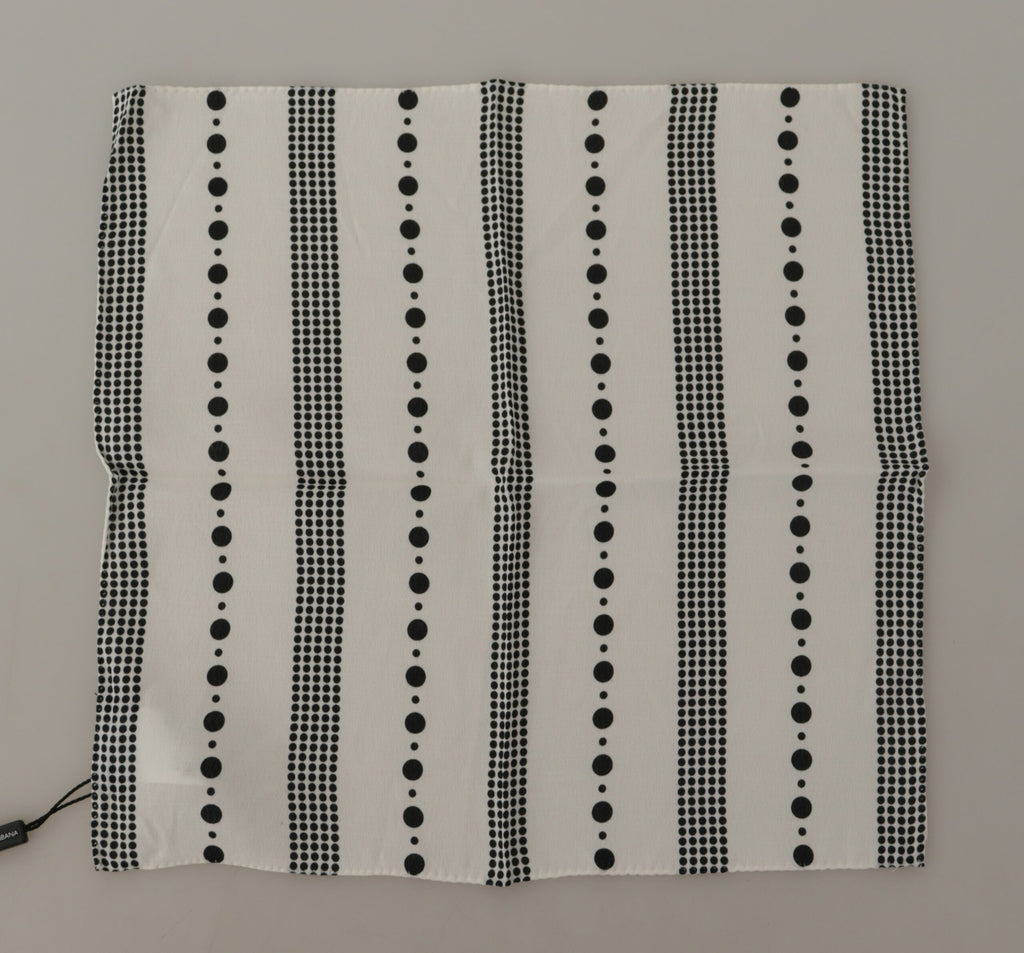 Foulard carré en viscose Dolce & Gabbana à pois et rayures blanches
