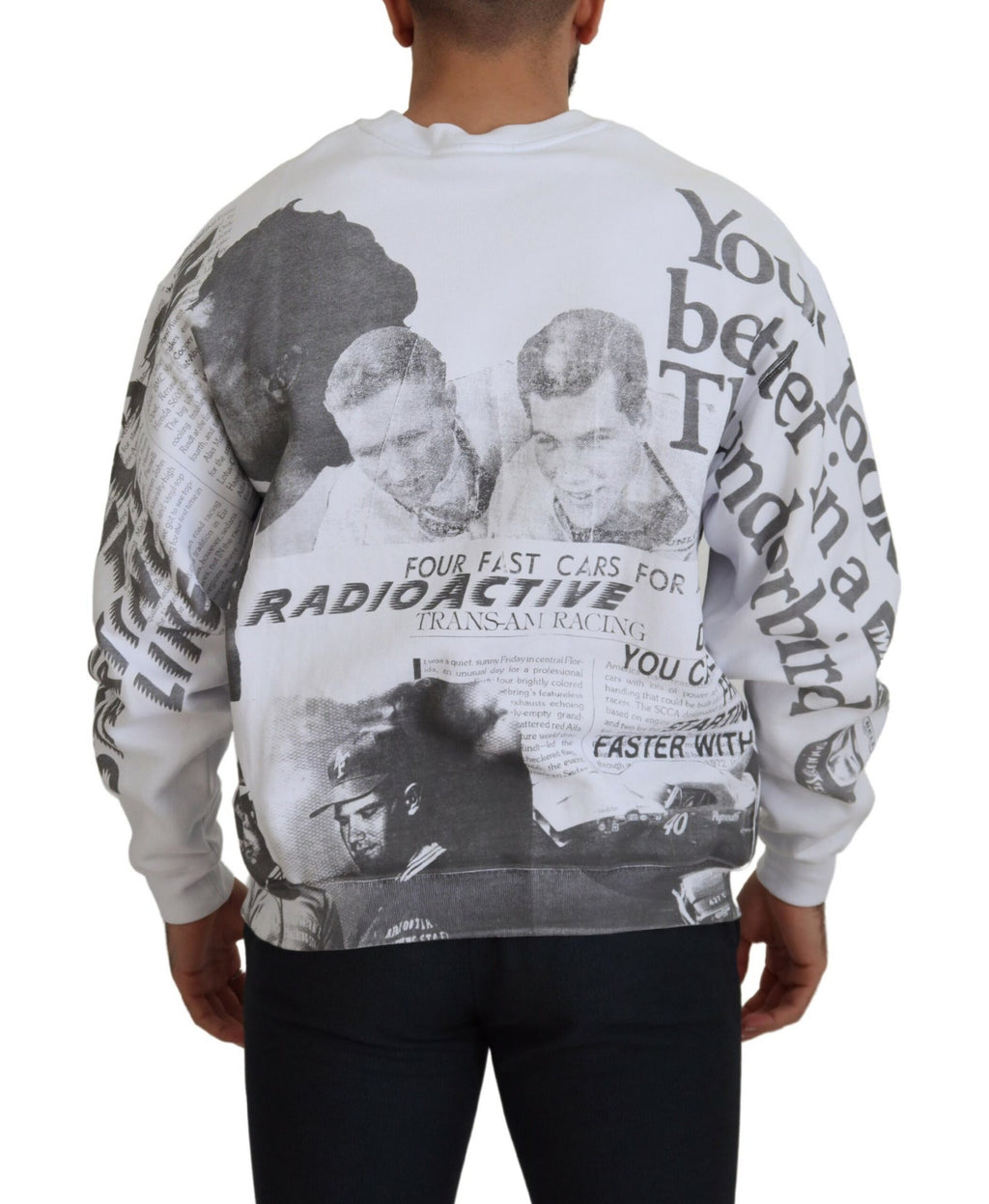 MSGM Weißer Pullover mit Rundhalsausschnitt aus Baumwolle