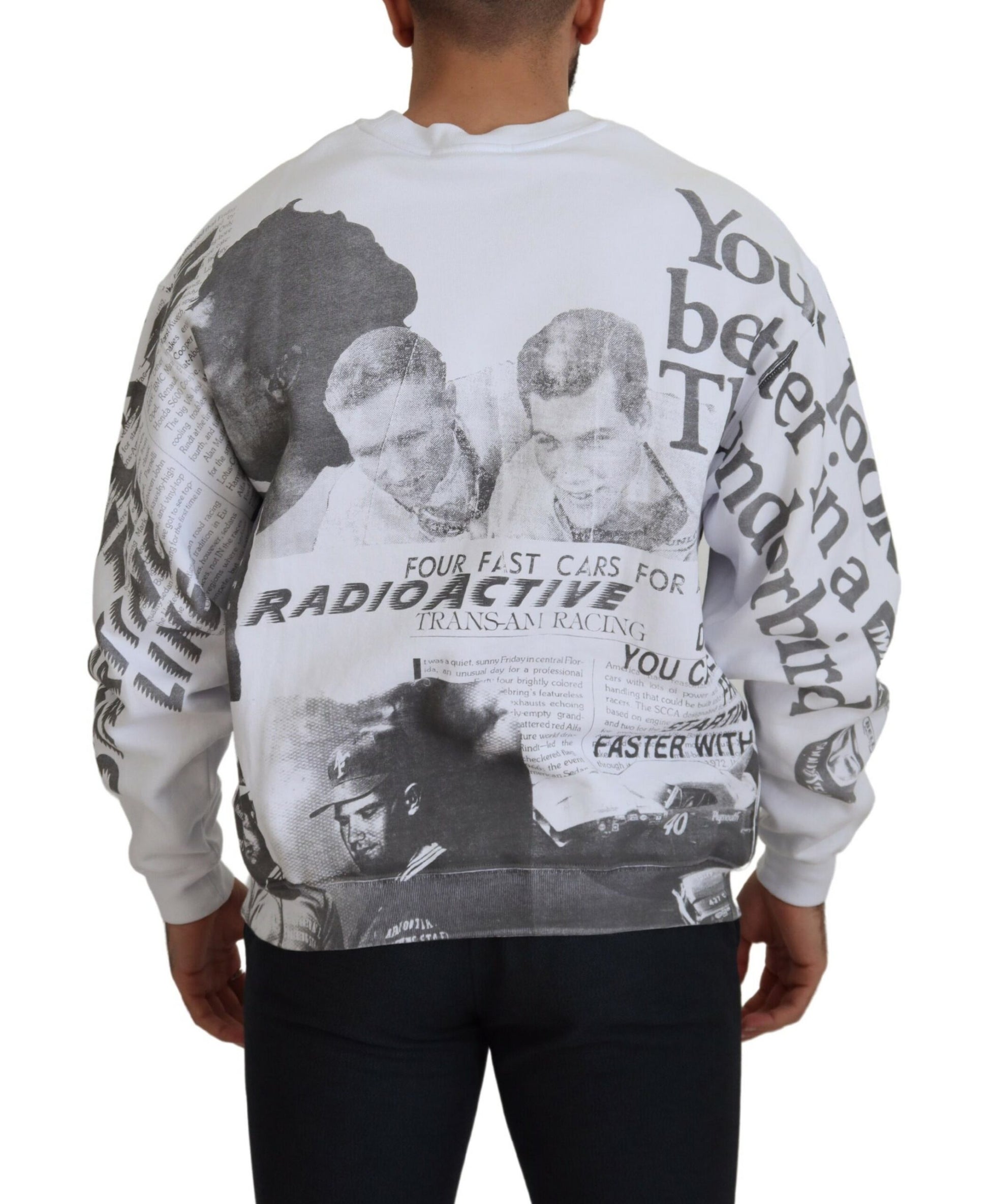 MSGM Weißer Pullover mit Rundhalsausschnitt aus Baumwolle