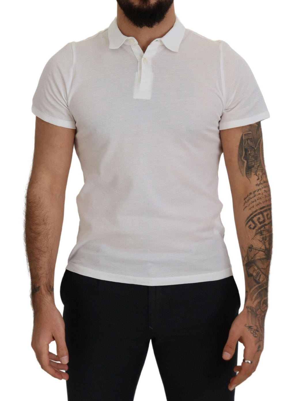 FRADI – Weißes Poloshirt aus Baumwolle mit Kragen und kurzen Ärmeln