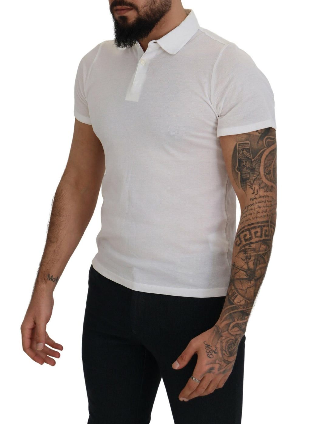 FRADI – Weißes Poloshirt aus Baumwolle mit Kragen und kurzen Ärmeln