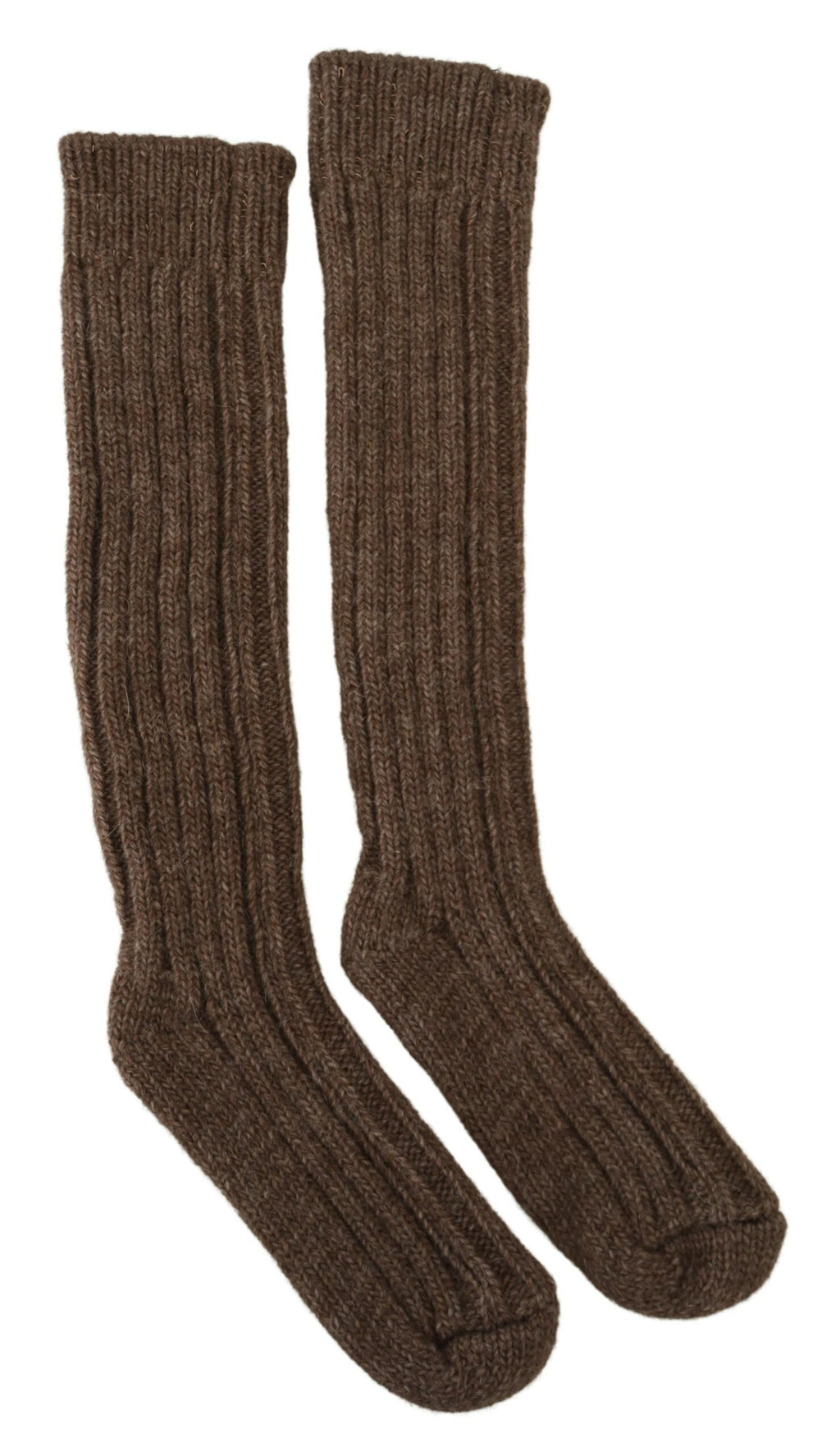 Chaussettes longues femme mi-mollet en laine tricotée marron Dolce & Gabbana