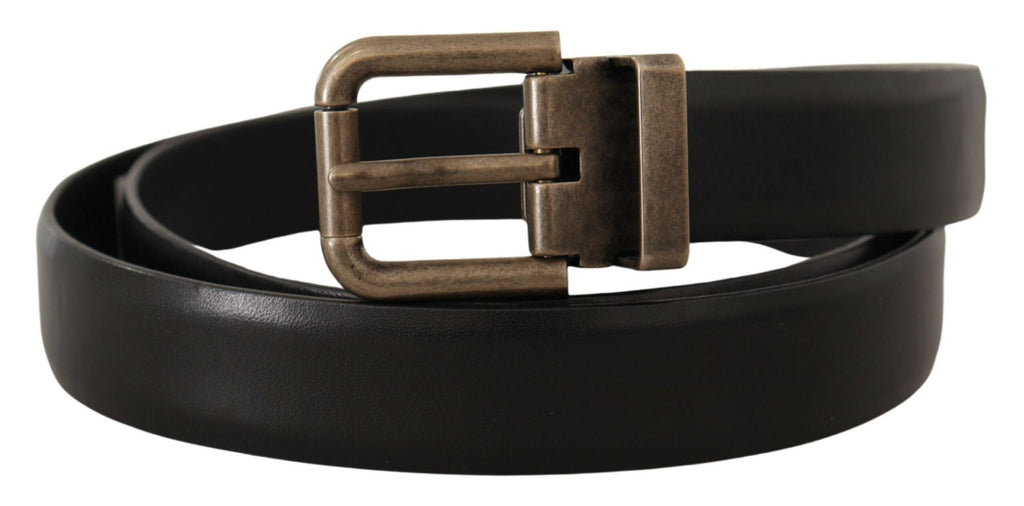 Ceinture Dolce & Gabbana en cuir de veau noir et boucle ardillon en laiton brossé